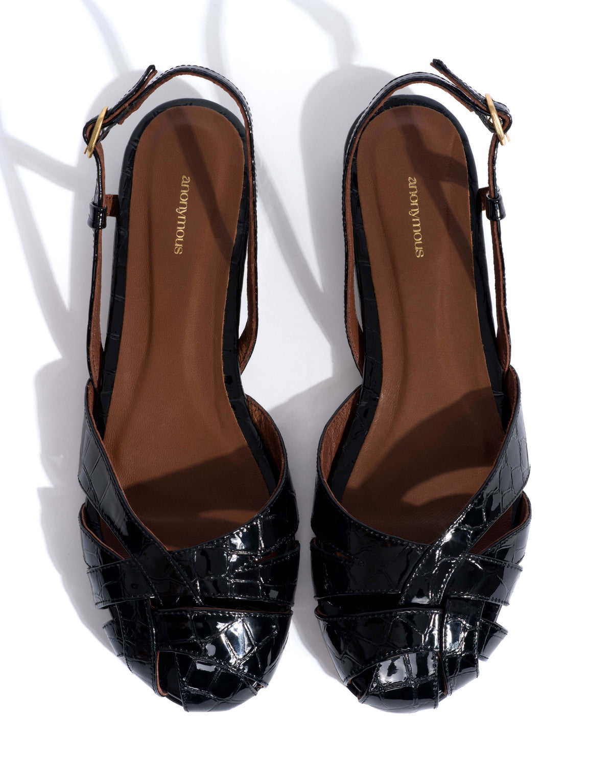 Banie 20 Polished croco calf Black