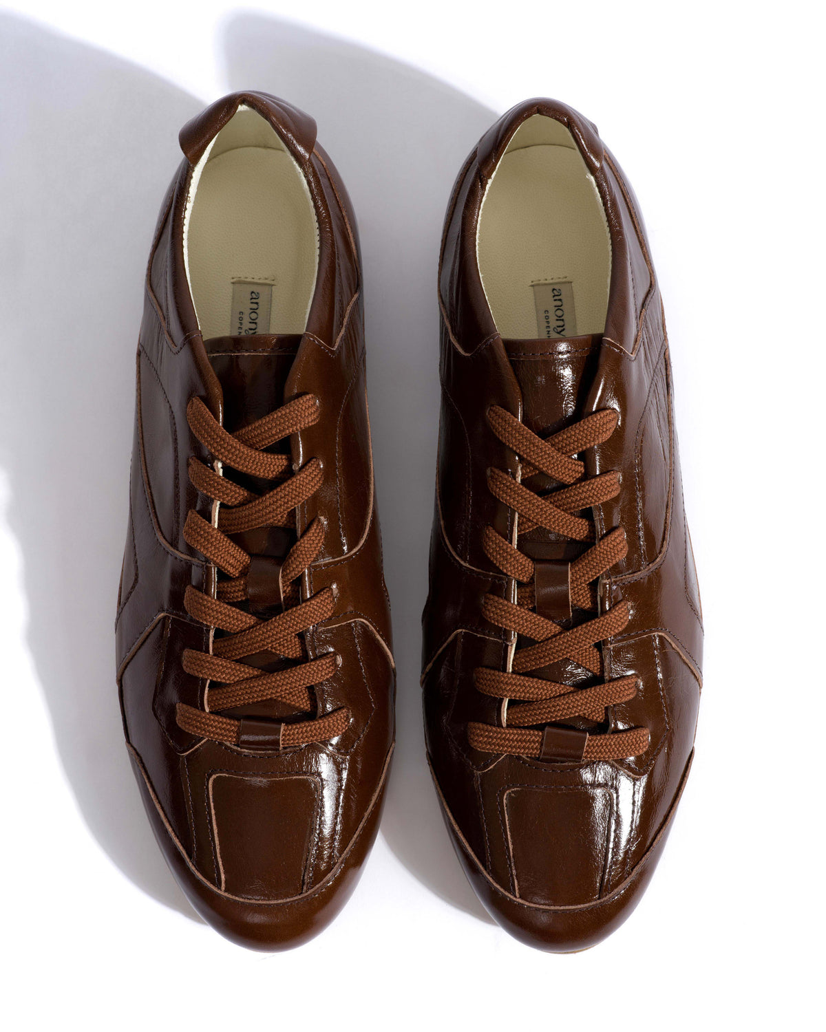 Sneakerina Crinkled polished goat Caramel brown