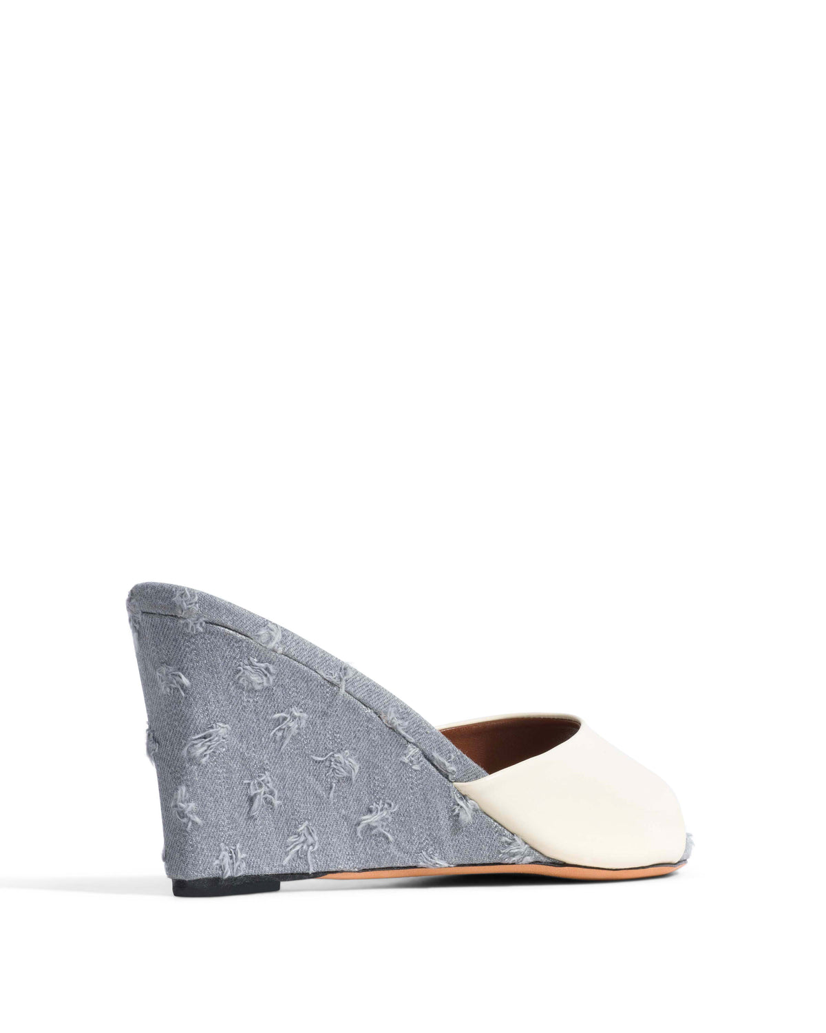 Gwen 75 wedge Shiny lamb & denim White sand & distressed washed grey