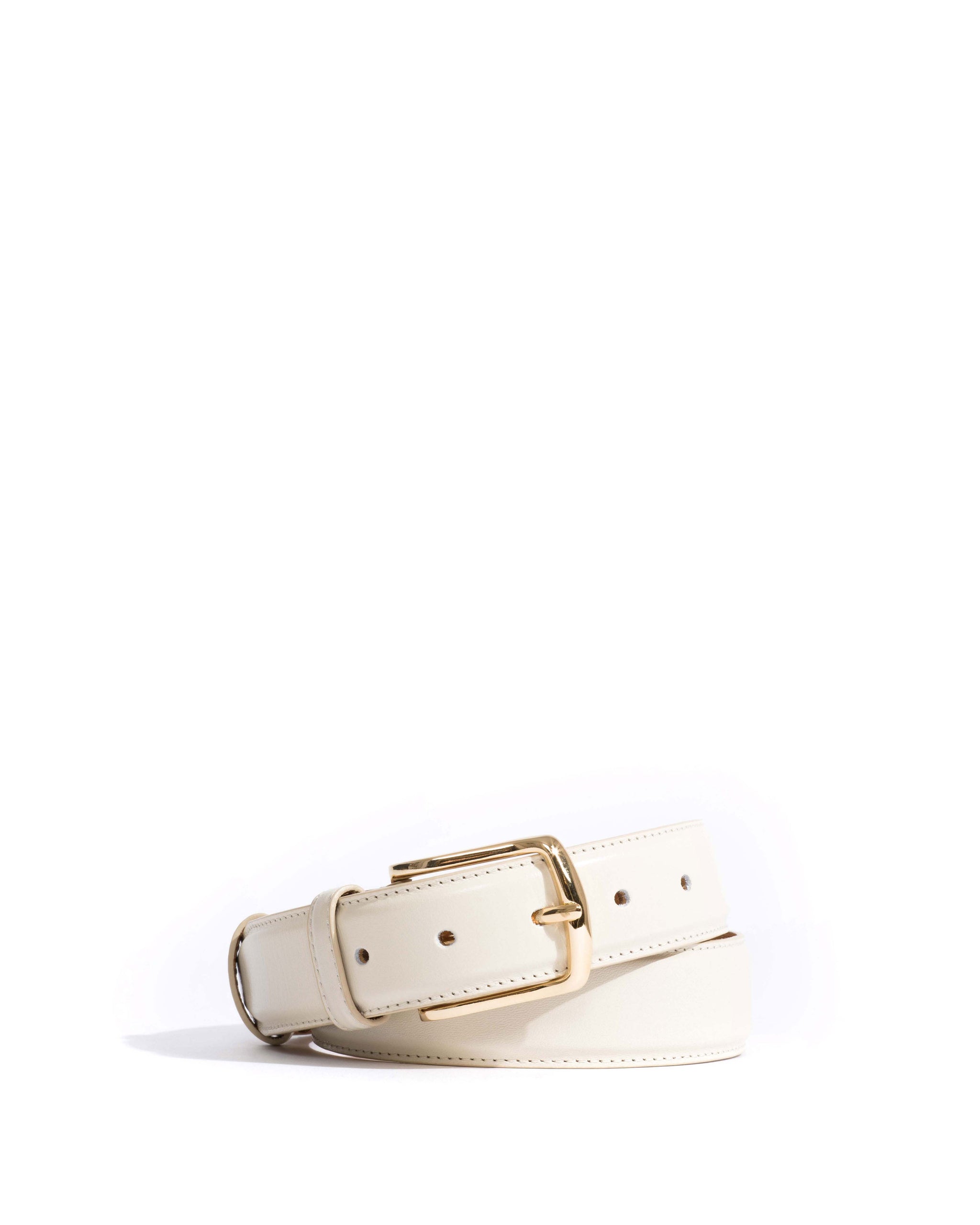 Quinn classic unisex leather belt Crinkled polished goat & metal White sand & gold buckle - Anonymous Copenhagen Belts