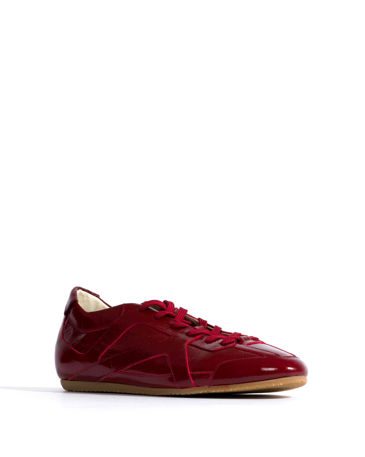 Sneakerina Crinkled polished goat Pomegranate