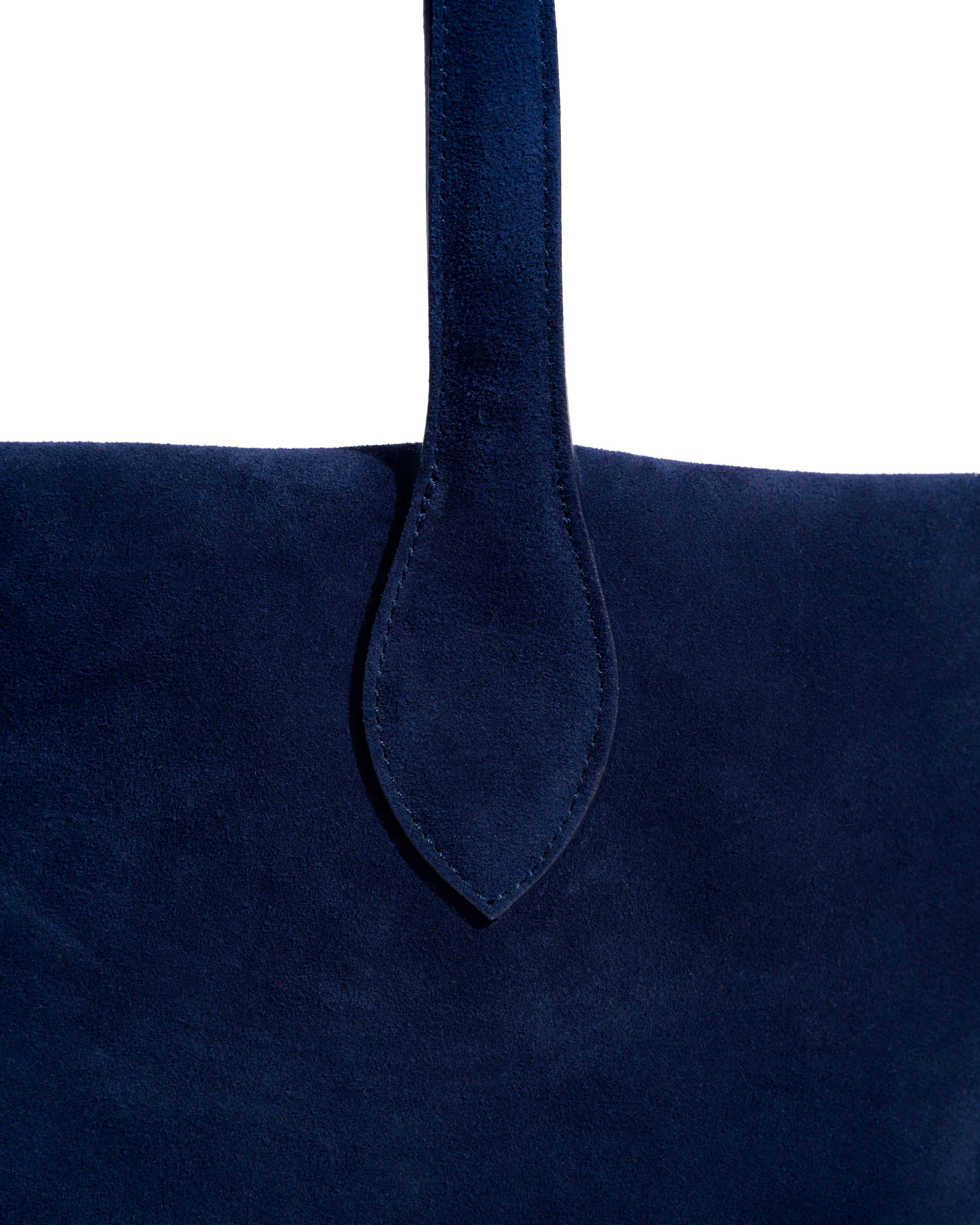 Arya carryall bag Calf suede Ink blue
