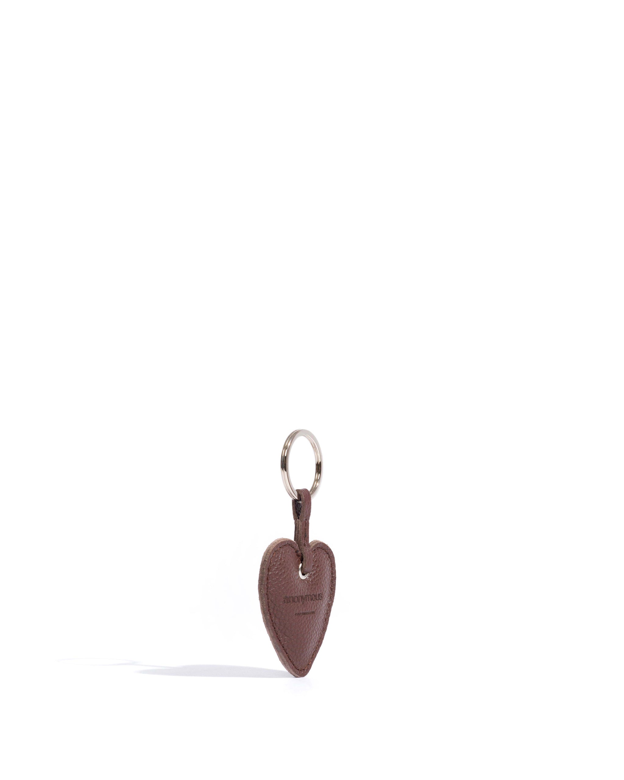 Heart keyring Pebbled soft calf Chocolate - Anonymous Copenhagen Small Leather Goods