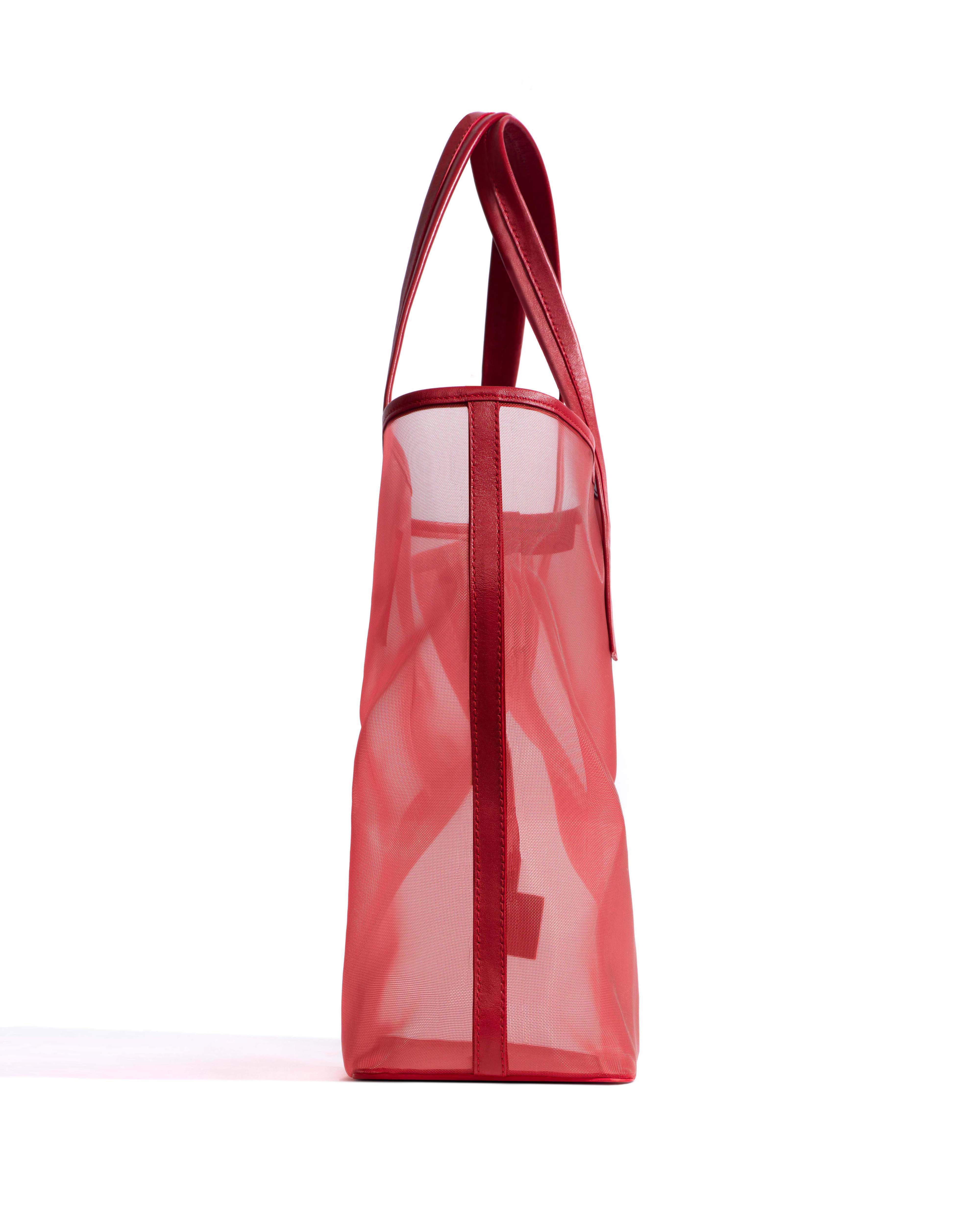 Ruba shopper mesh Shiny lamb & mesh Ruby red