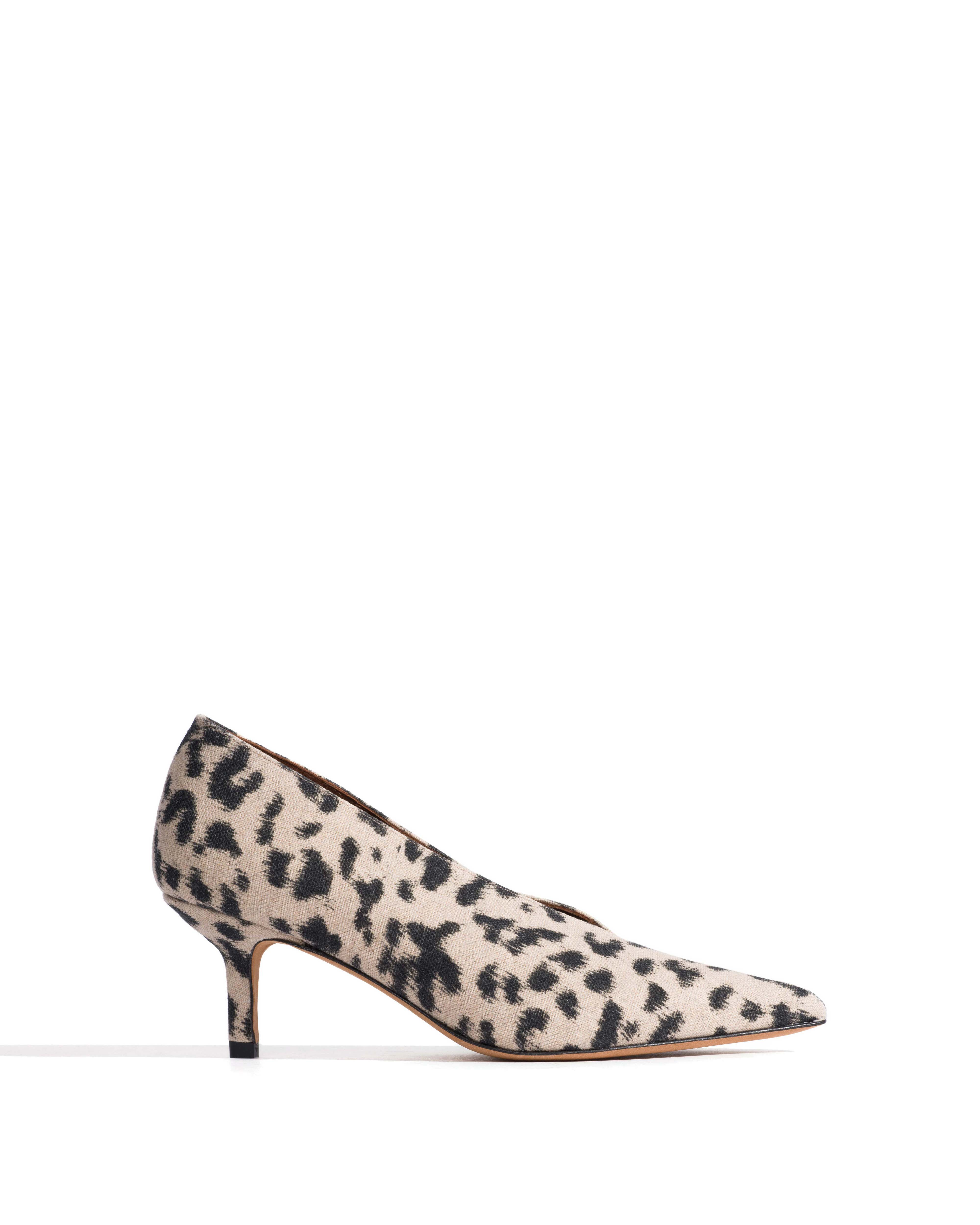 Phia 55 pin Natural cotton-linen Leopard