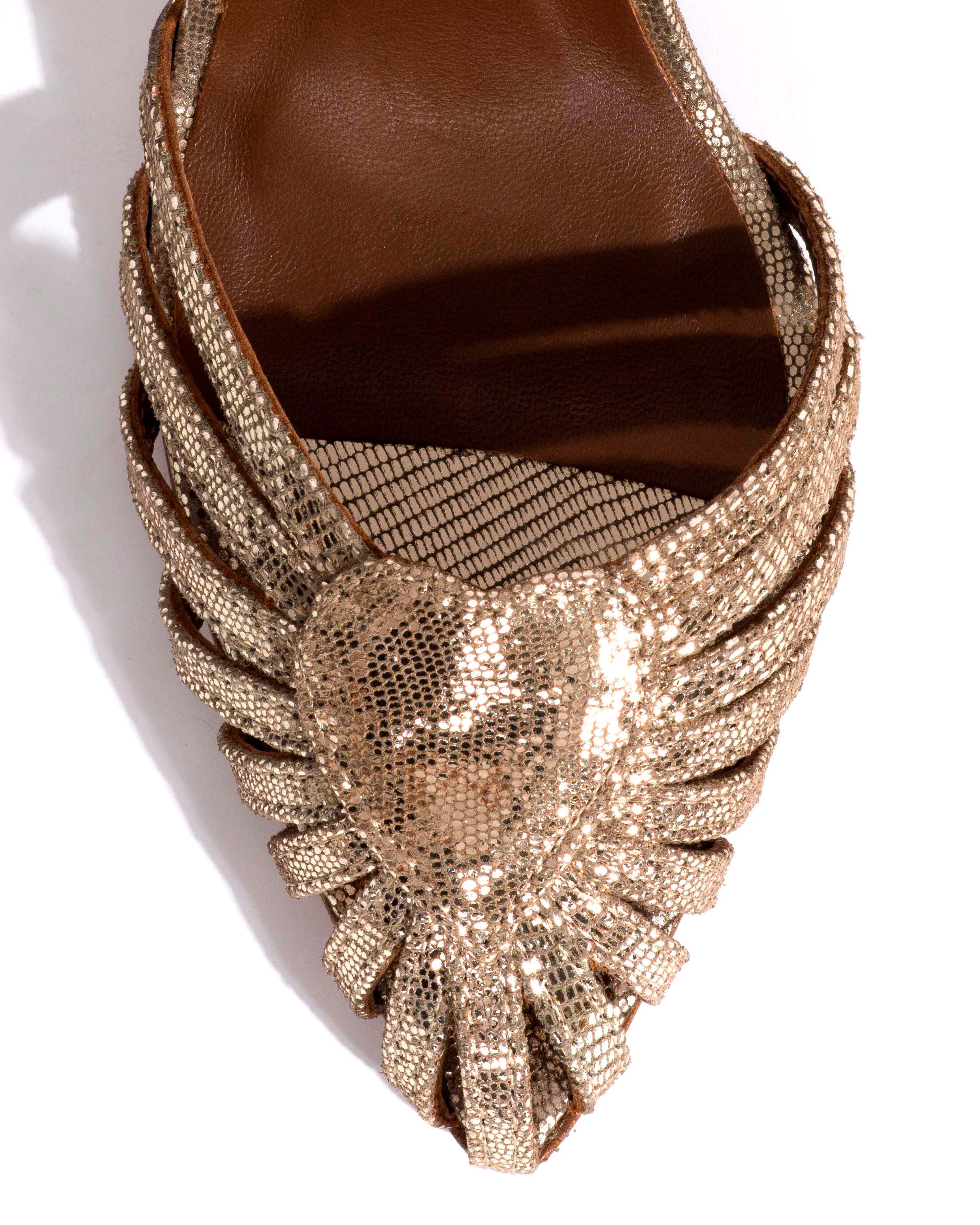Keesha 100 Lizard metallic goat Vintage champagne
