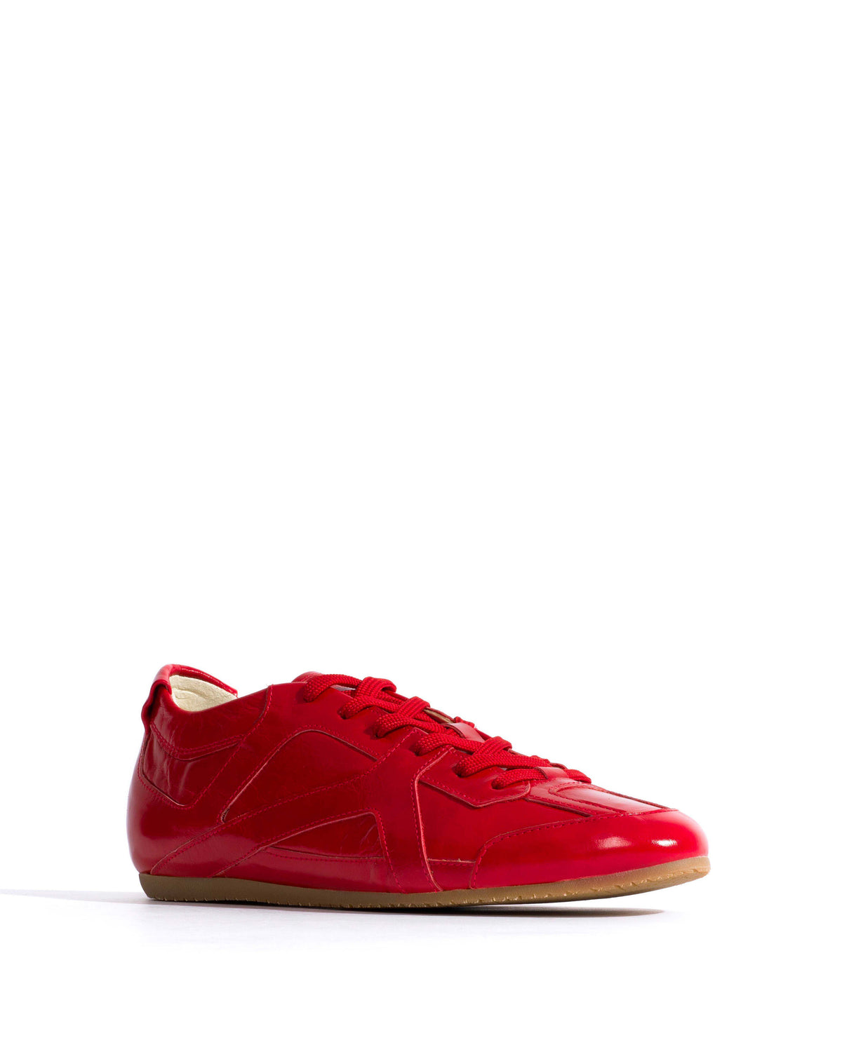 Sneakerina Crinkled polished goat Scarlet