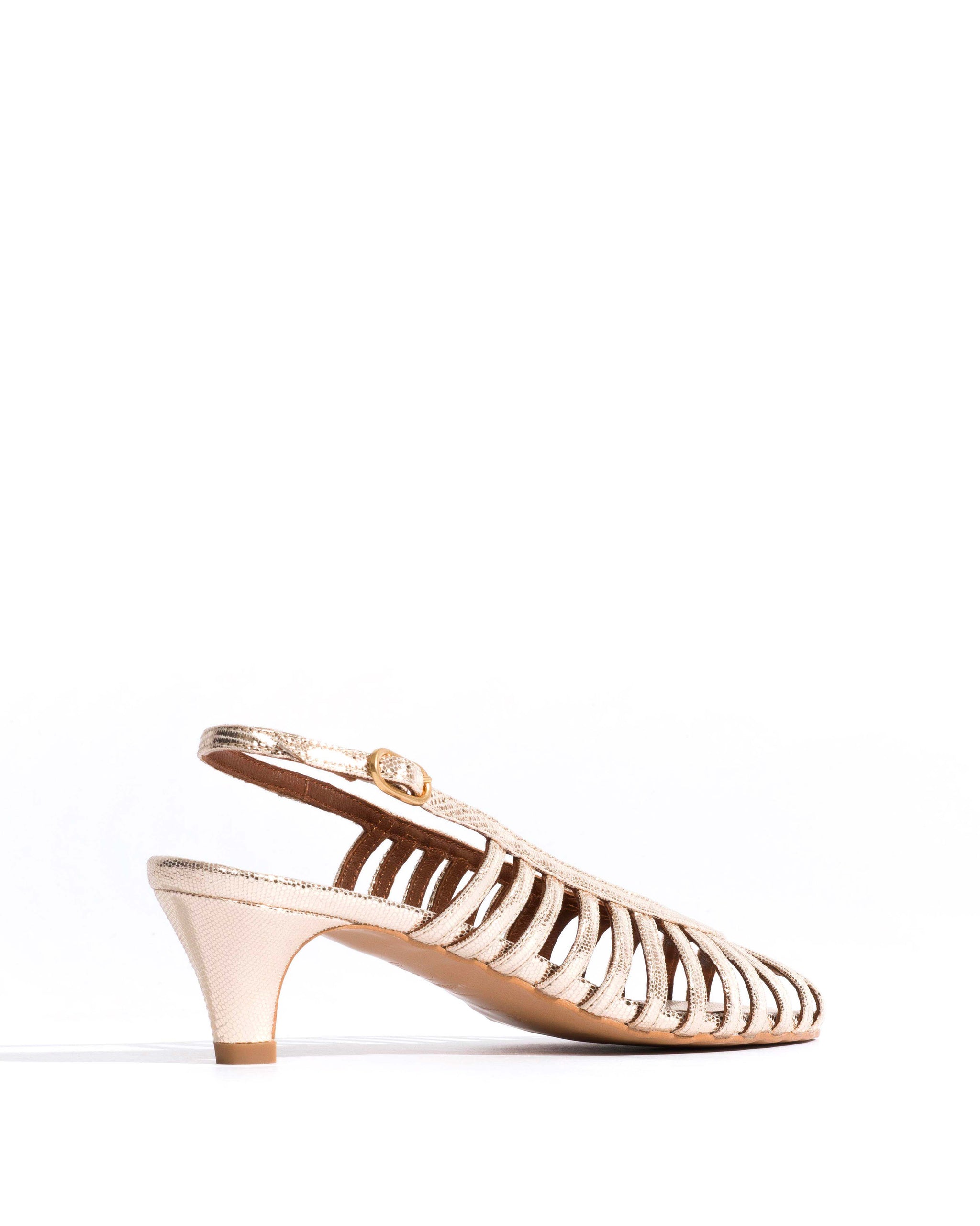 Carminho 40 stiletto Lizard metallic goat Champagne