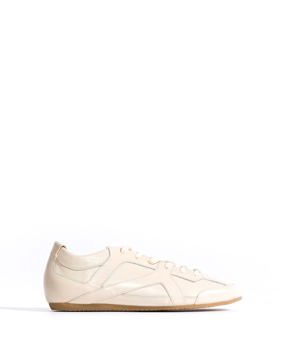 Sneakerina Crinkled polished goat White sand