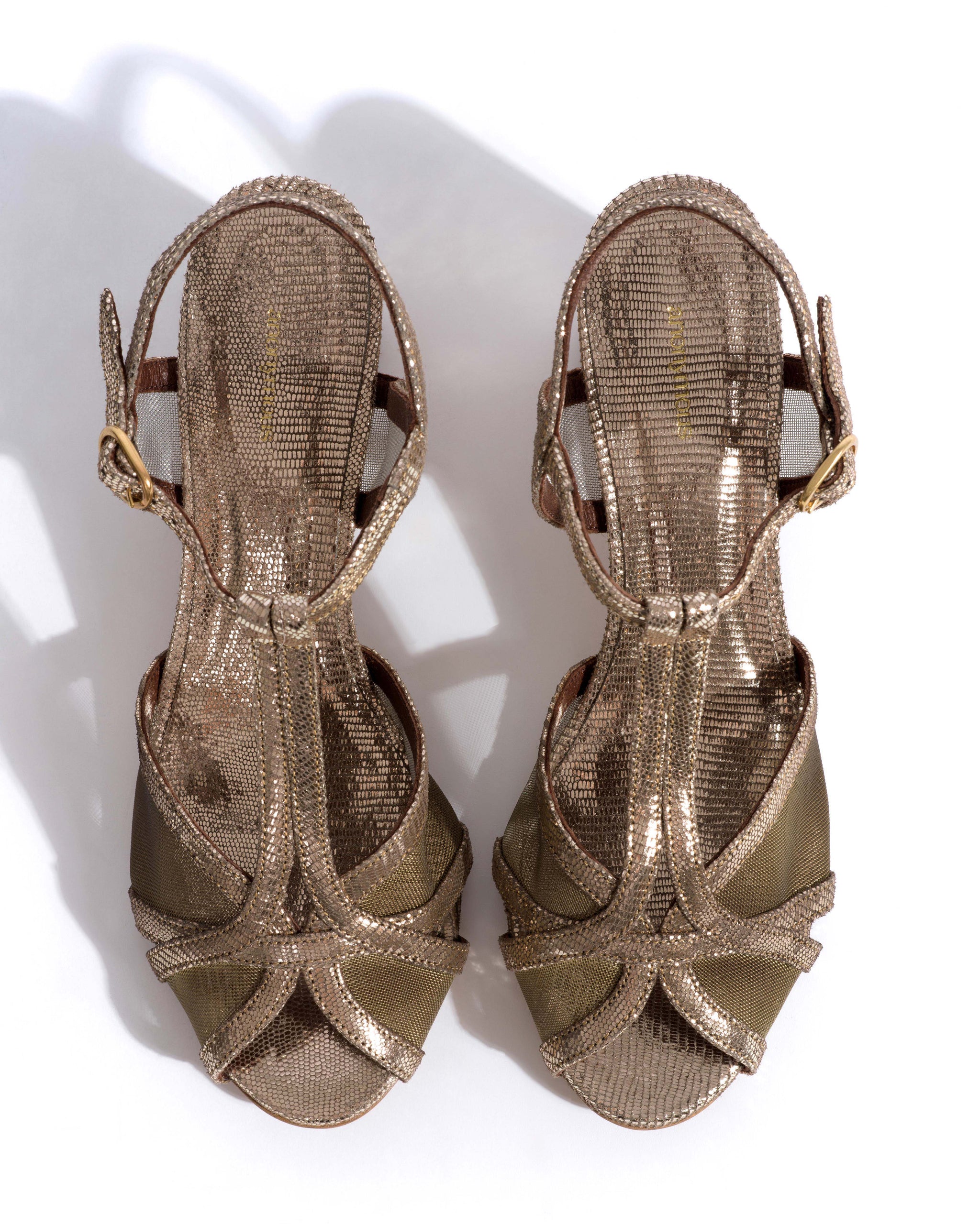 Therese 55 block mesh Lizard metallic goat & mesh Vintage champagne & gold