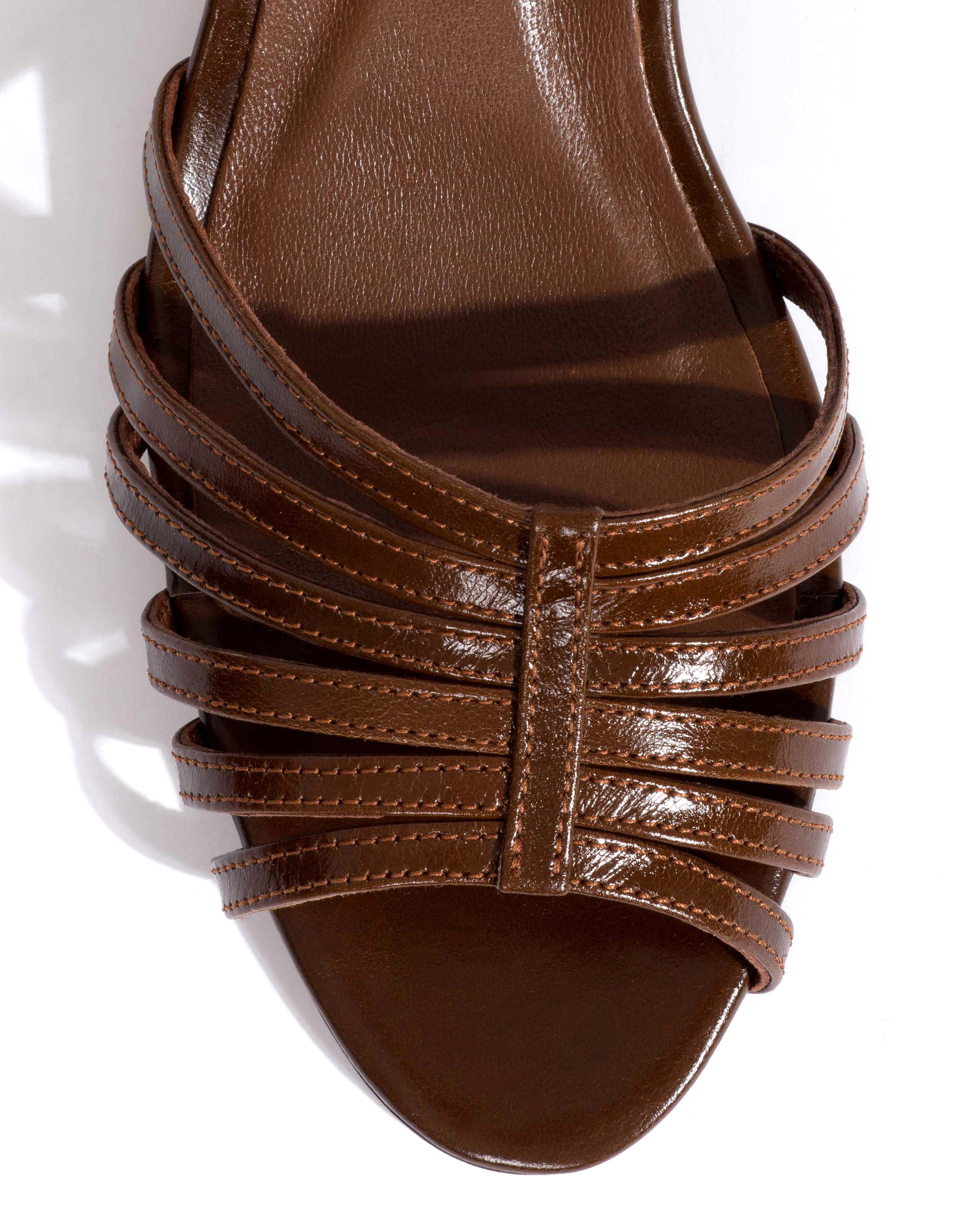 Tangie open Crinkled polished goat Caramel brown