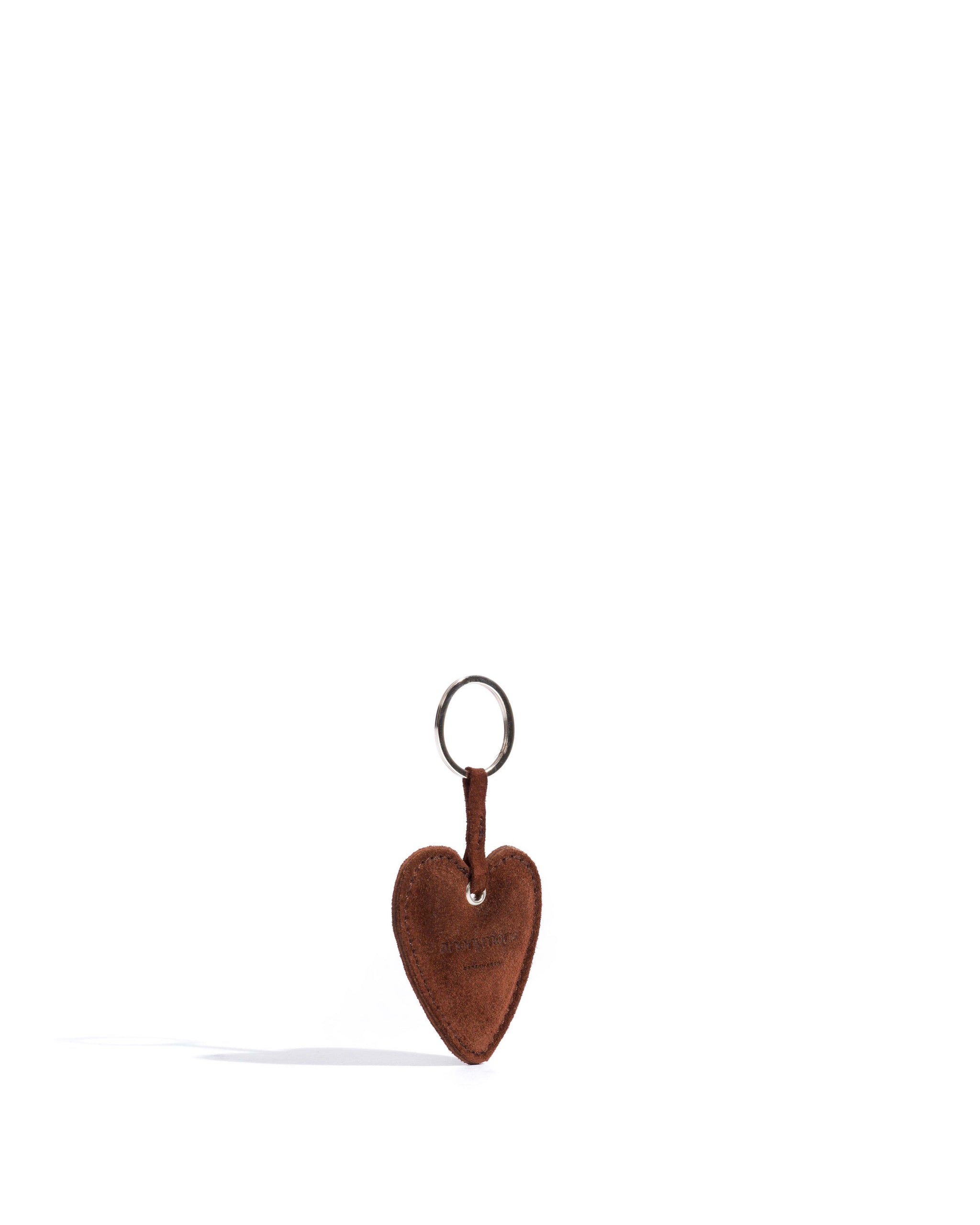 Heart keyring Calf suede Coffee brown - Anonymous Copenhagen Small Leather Goods