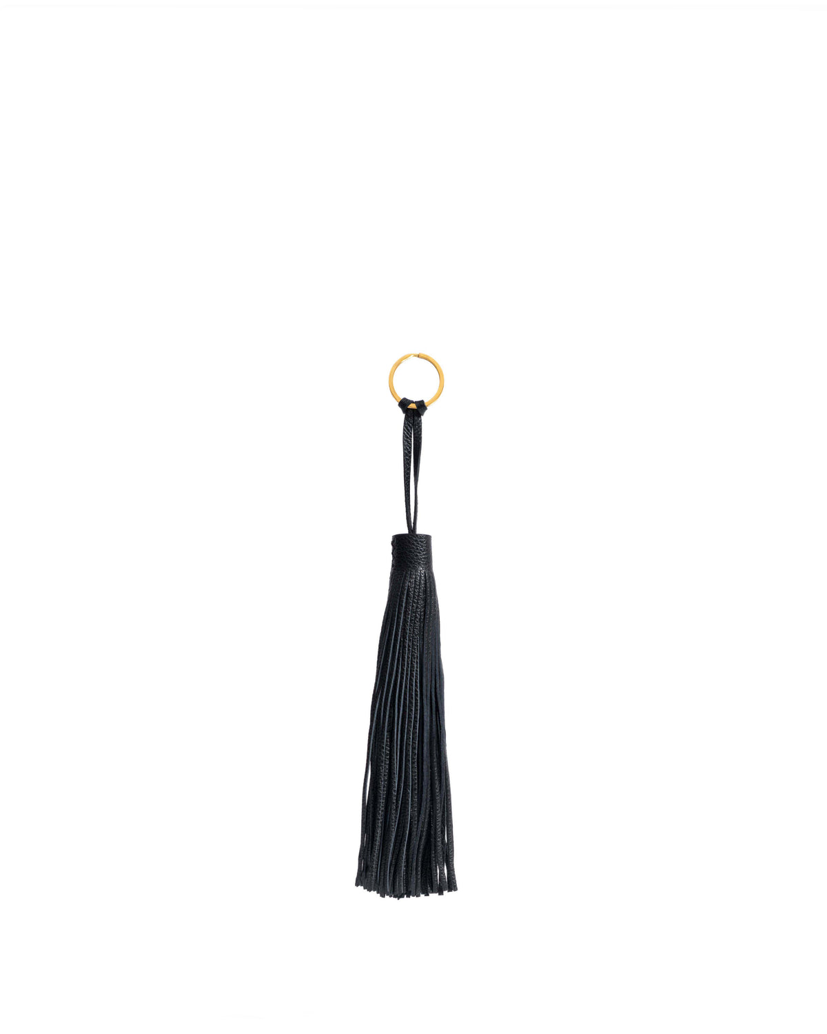 Langley fringe keyring Pebbled soft calf Black