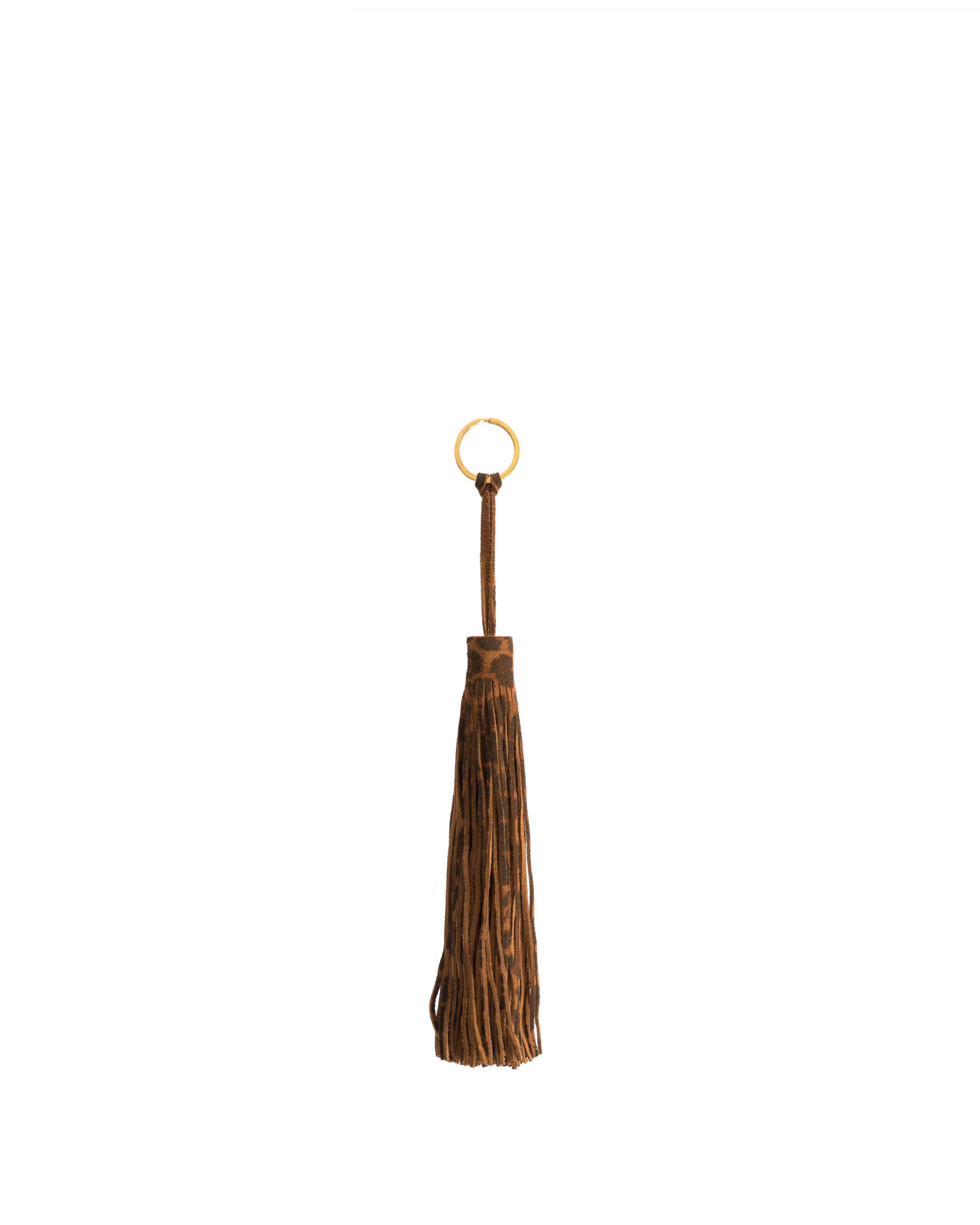 Langley fringe keyring Calf suede print Leopard