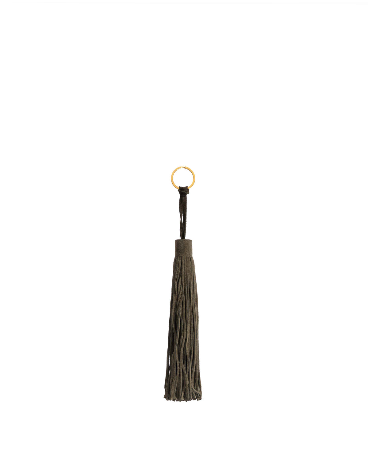 Langley fringe keyring Calf suede Moss green