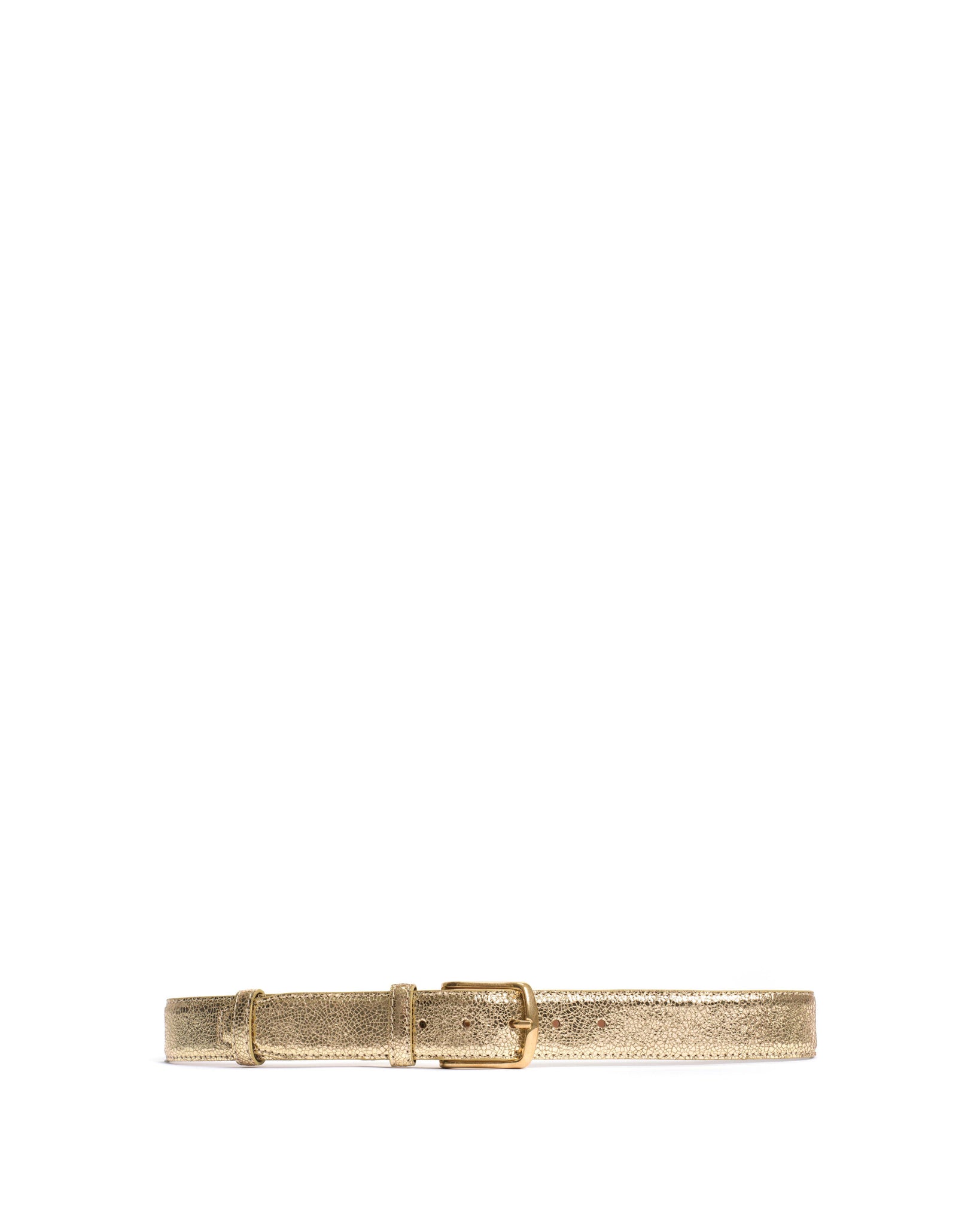 Quinn classic unisex leather belt Crackled metallic goat Gold & gold buckle - Anonymous Copenhagen