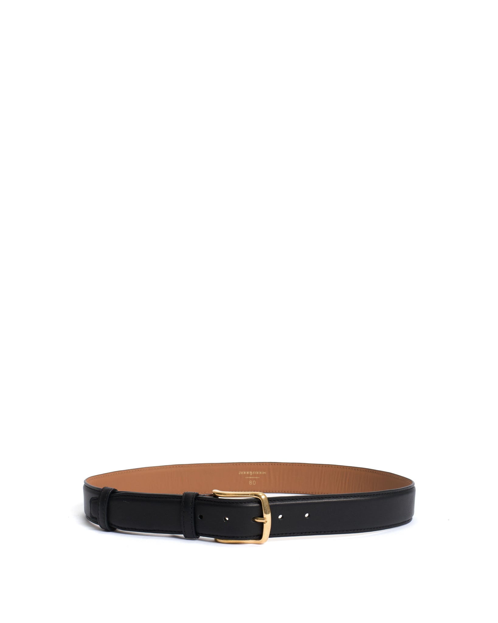 Quinn classic unisex leather belt Soft calf Black & gold buckle - Anonymous Copenhagen