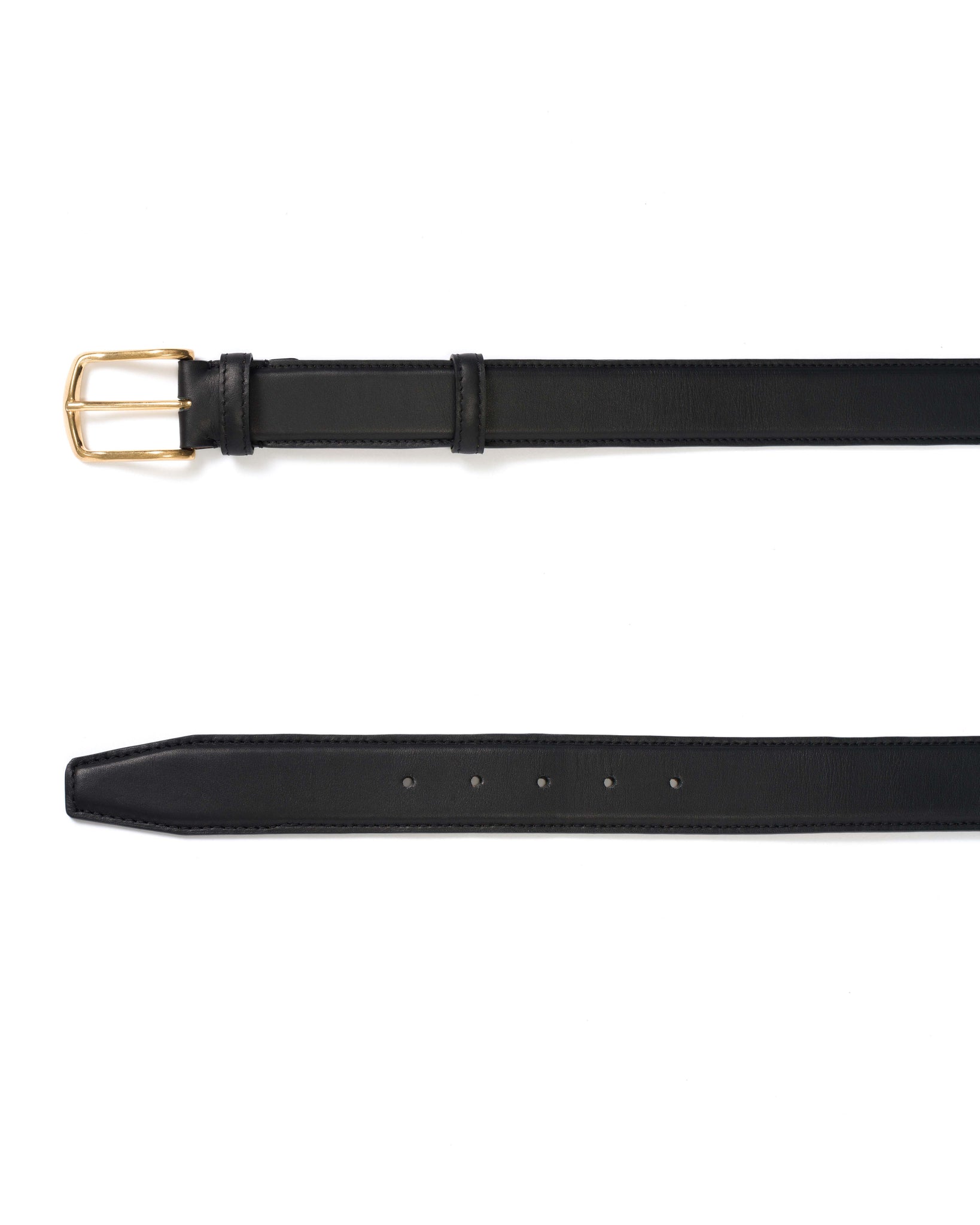 Quinn classic unisex leather belt Soft calf Black & gold buckle - Anonymous Copenhagen