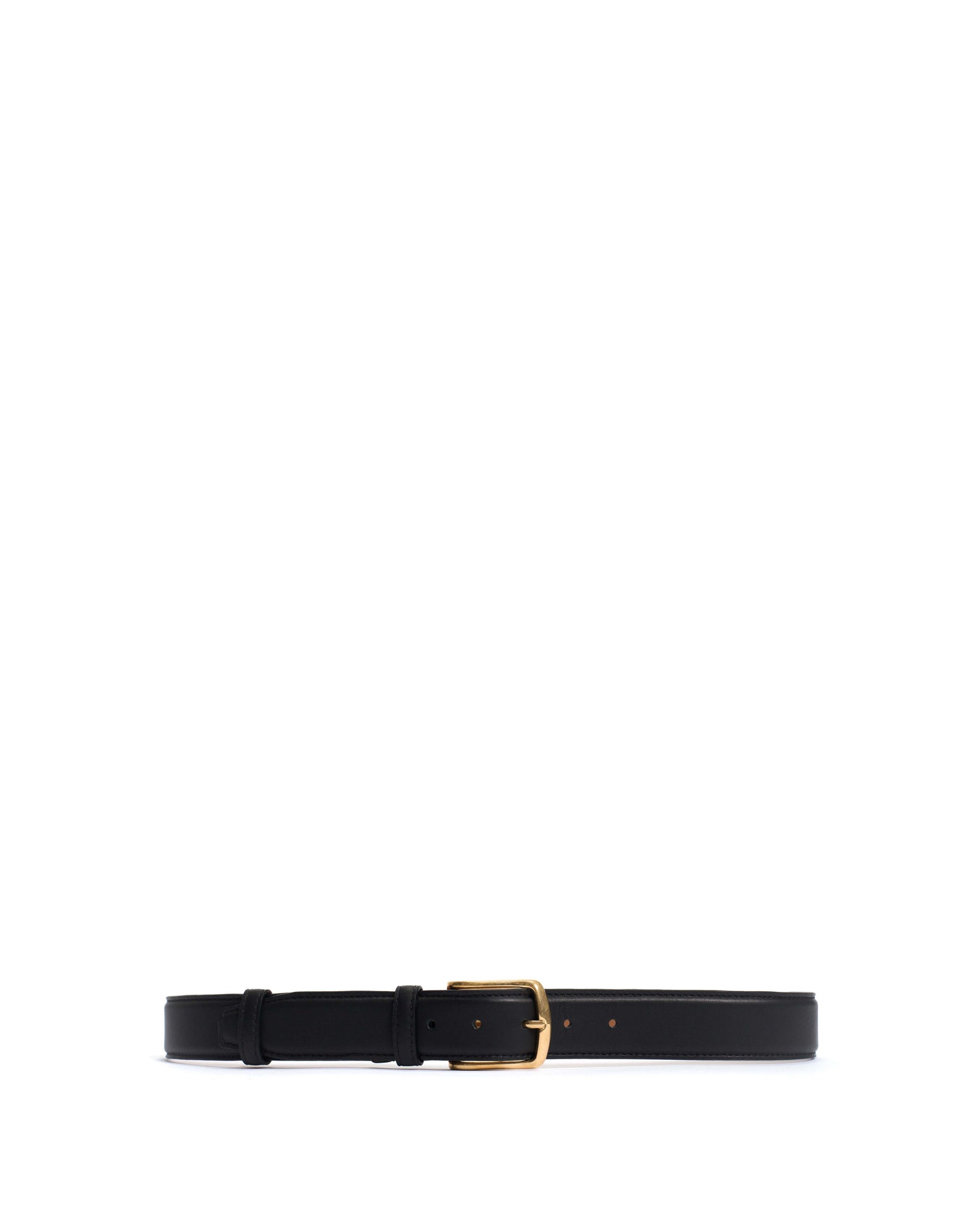 Quinn classic unisex leather belt Soft calf Black & gold buckle - Anonymous Copenhagen