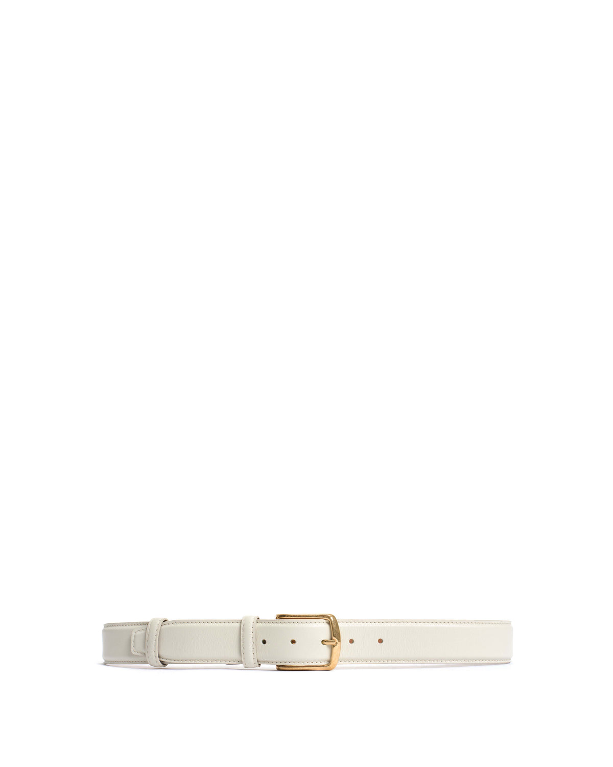 Quinn classic unisex leather belt Soft calf & metal Milk white & gold buckle