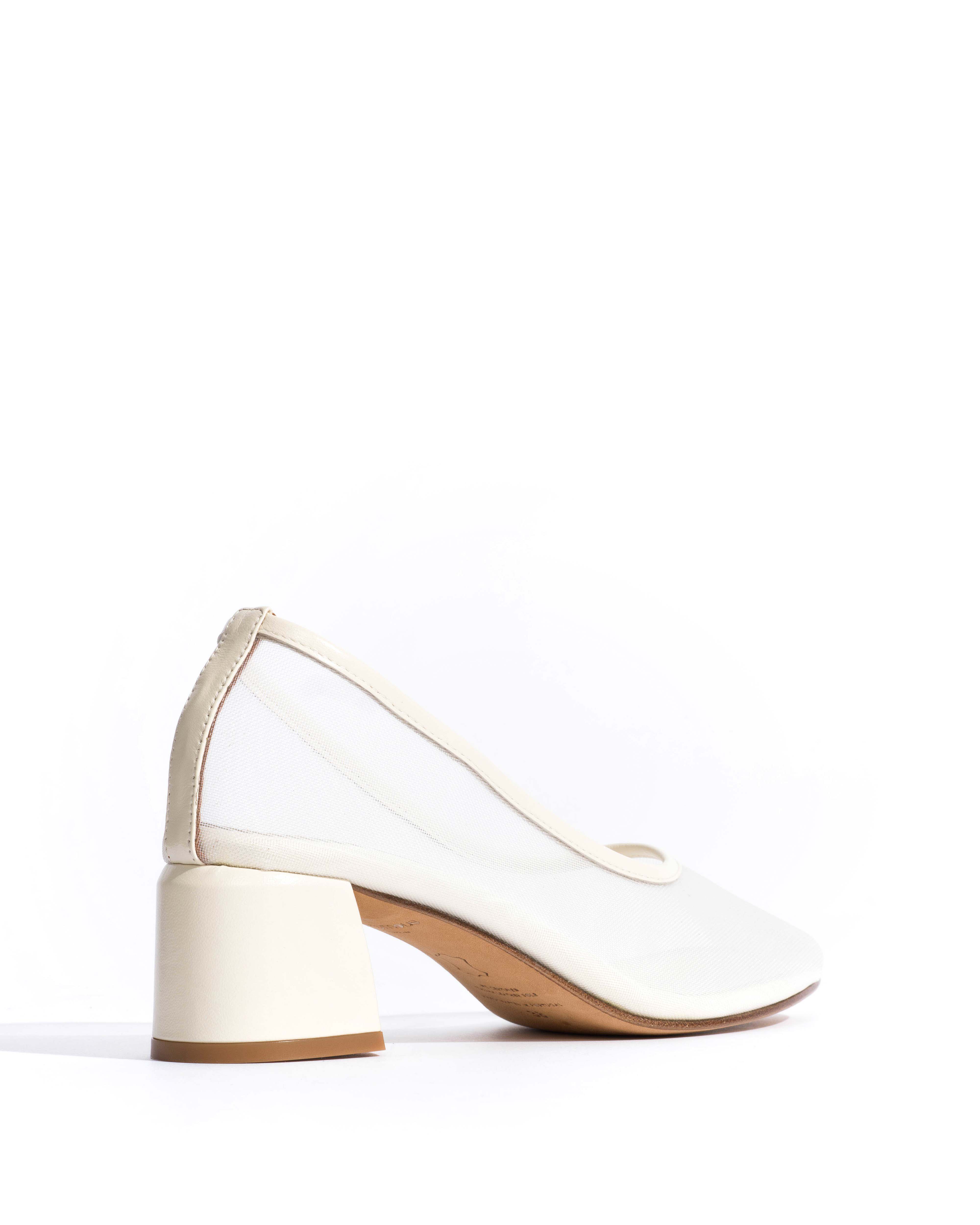 Sacha 40 mesh Shiny lamb & mesh White sand