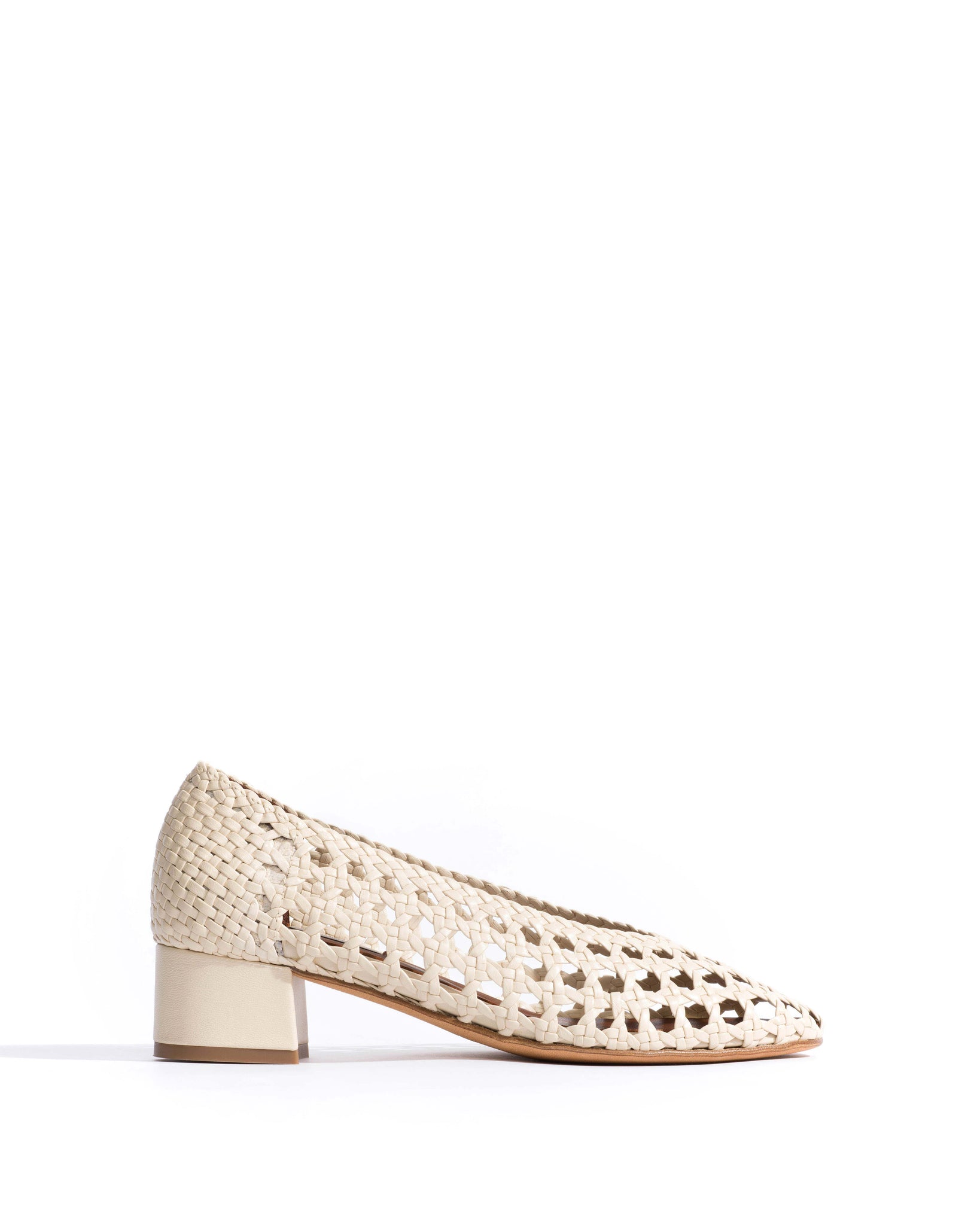 Sessi 40 Hand-braided leather White sand