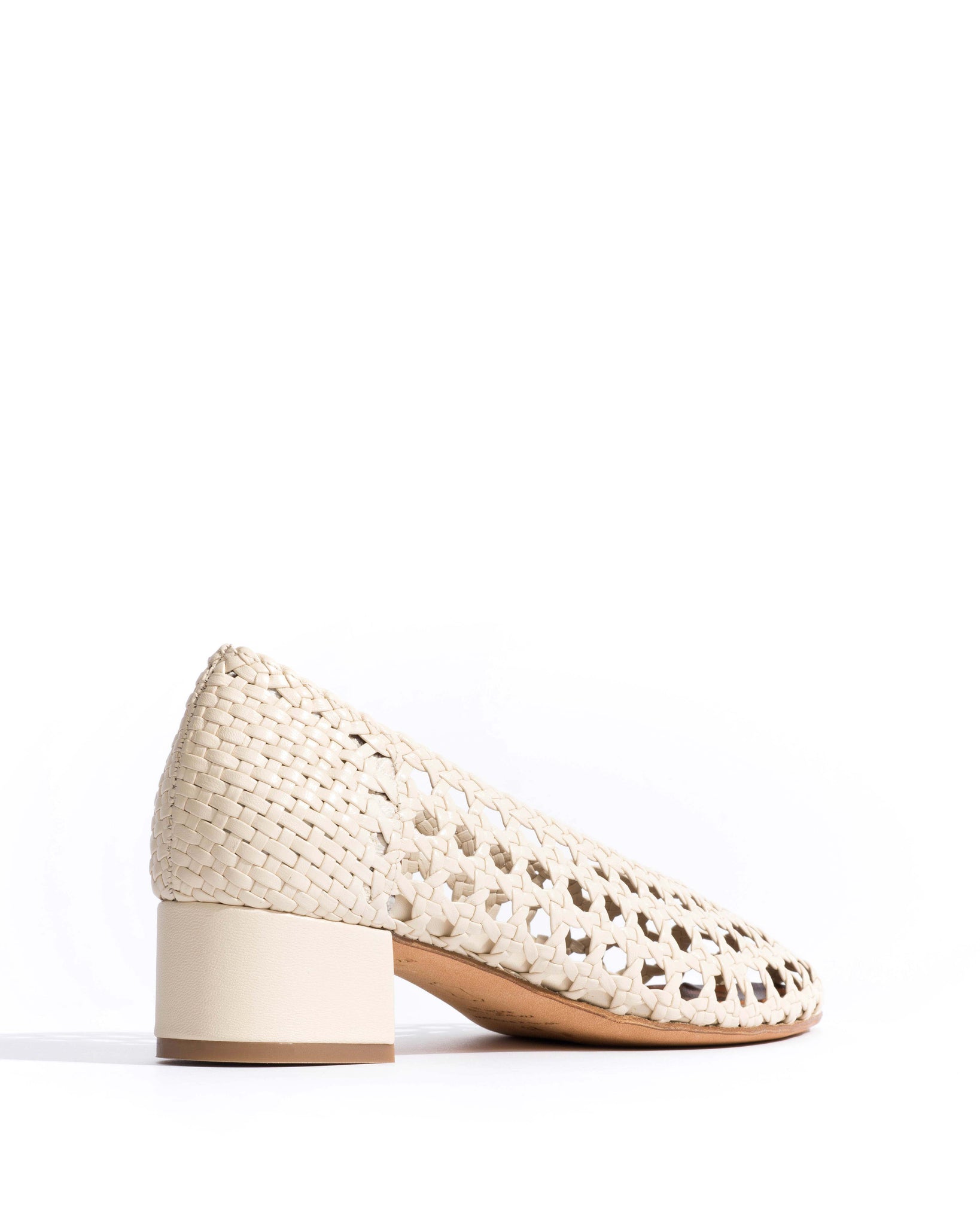 Sessi 40 Hand-braided leather White sand