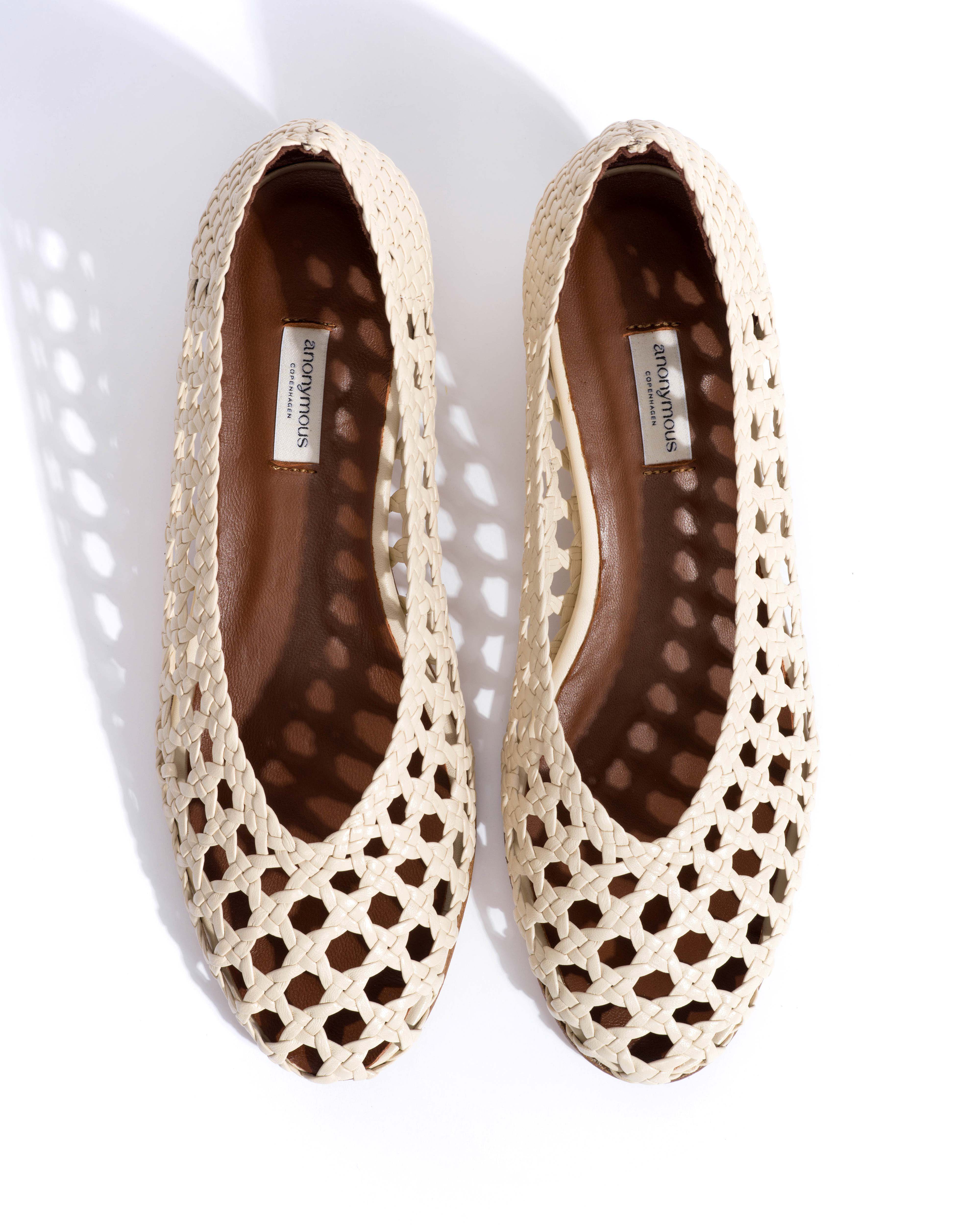Sessi 40 Hand-braided leather White sand