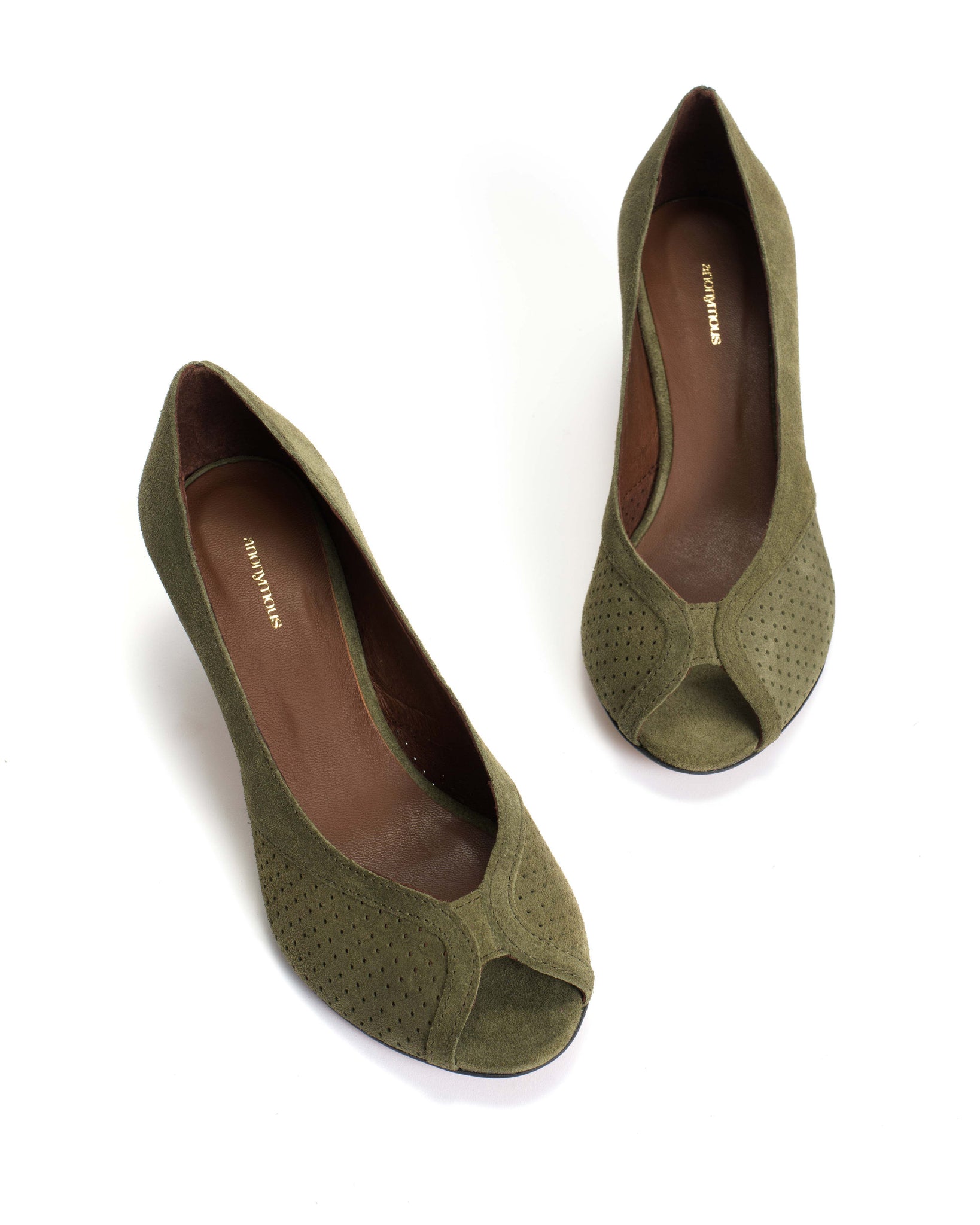 Tiffany stiletto Calf suede Olive green - Anonymous Copenhagen