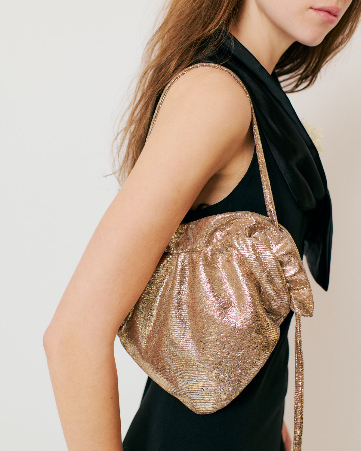 Zally classic heart bag Lizard metallic goat Vintage champagne