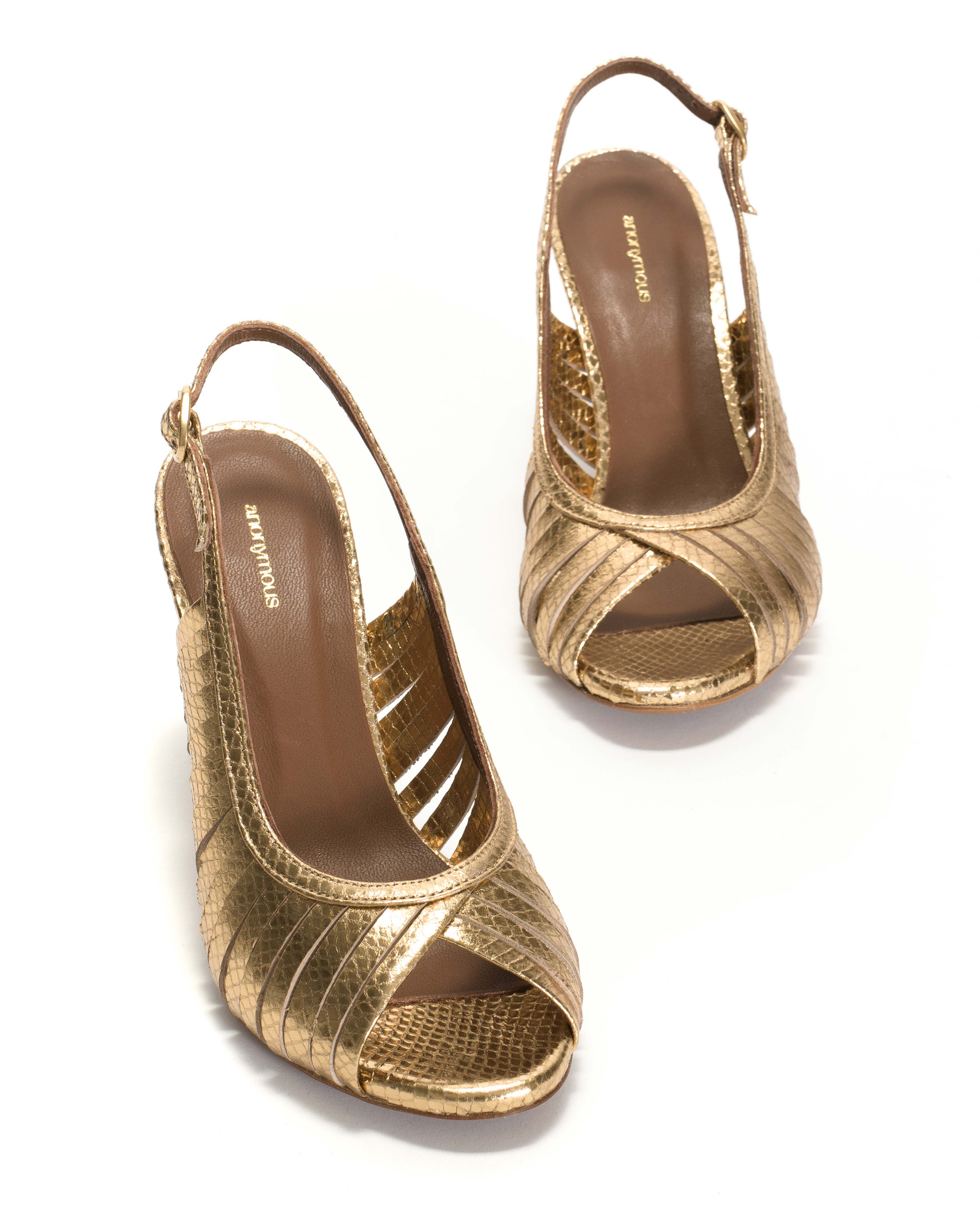 Zenia 75 Snake metallic calf Gold