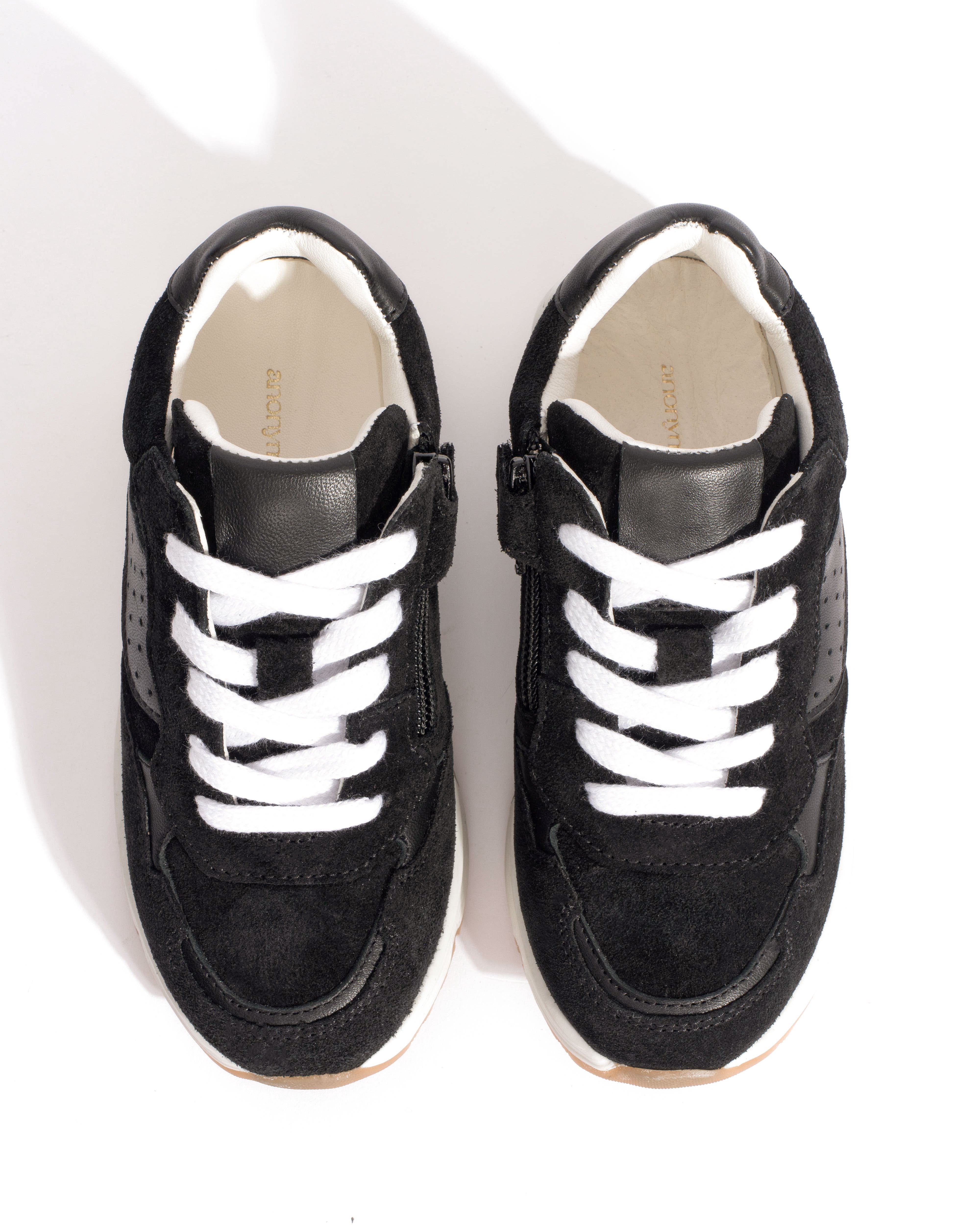 Cally junior Calf suede & sleek leather Black
