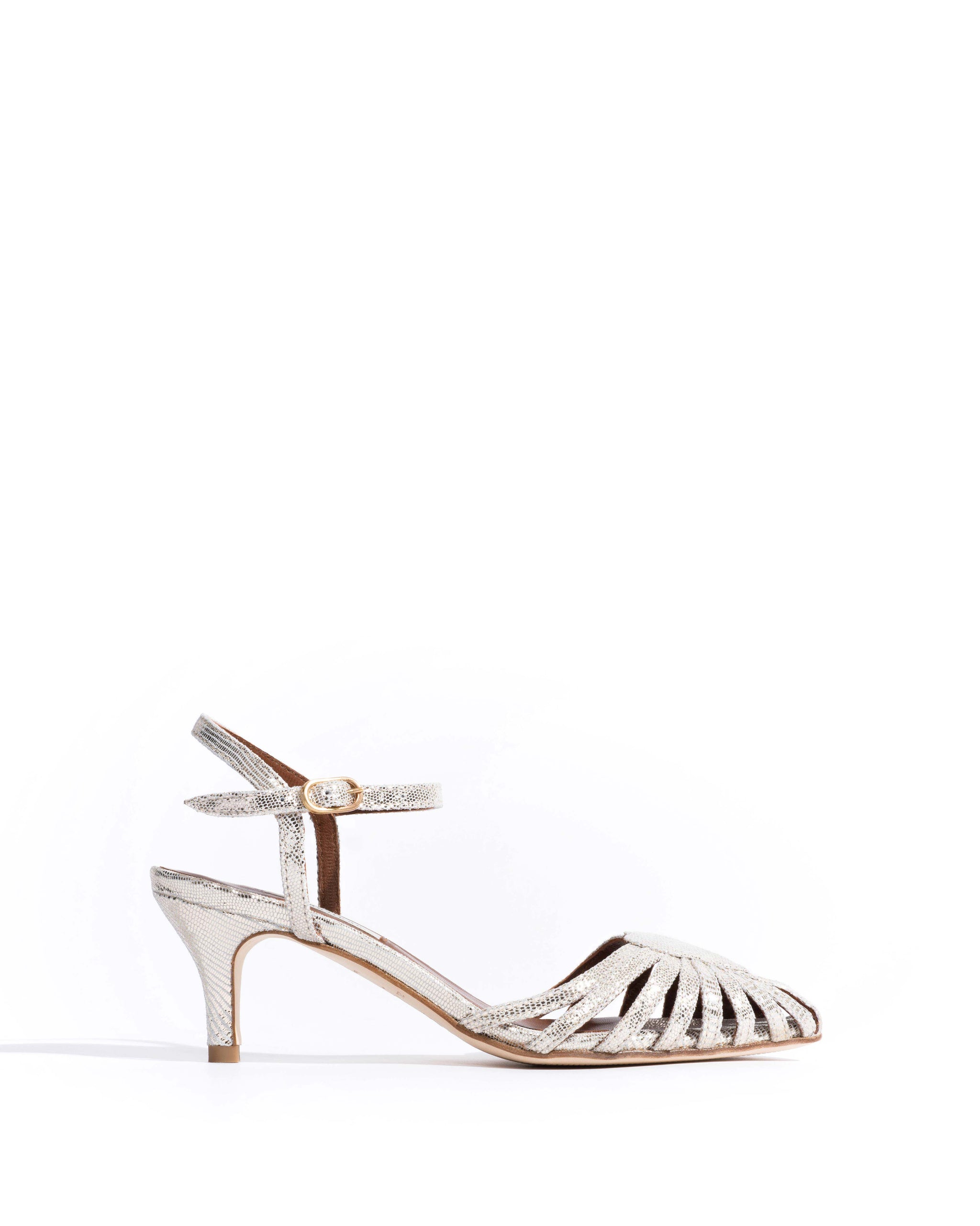 Keesha 55 Lizard metallic goat Champagne - Anonymous Copenhagen Heels