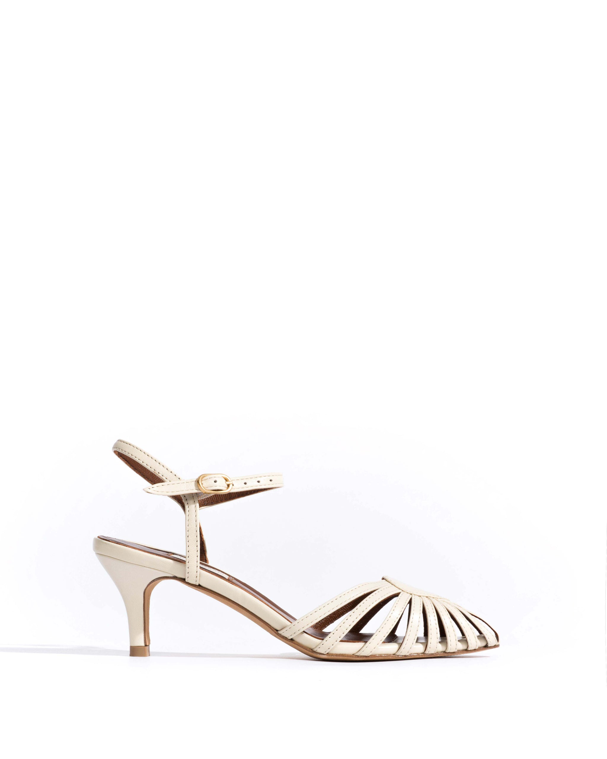 Keesha 55 Shiny lamb White sand - Anonymous Copenhagen Heels