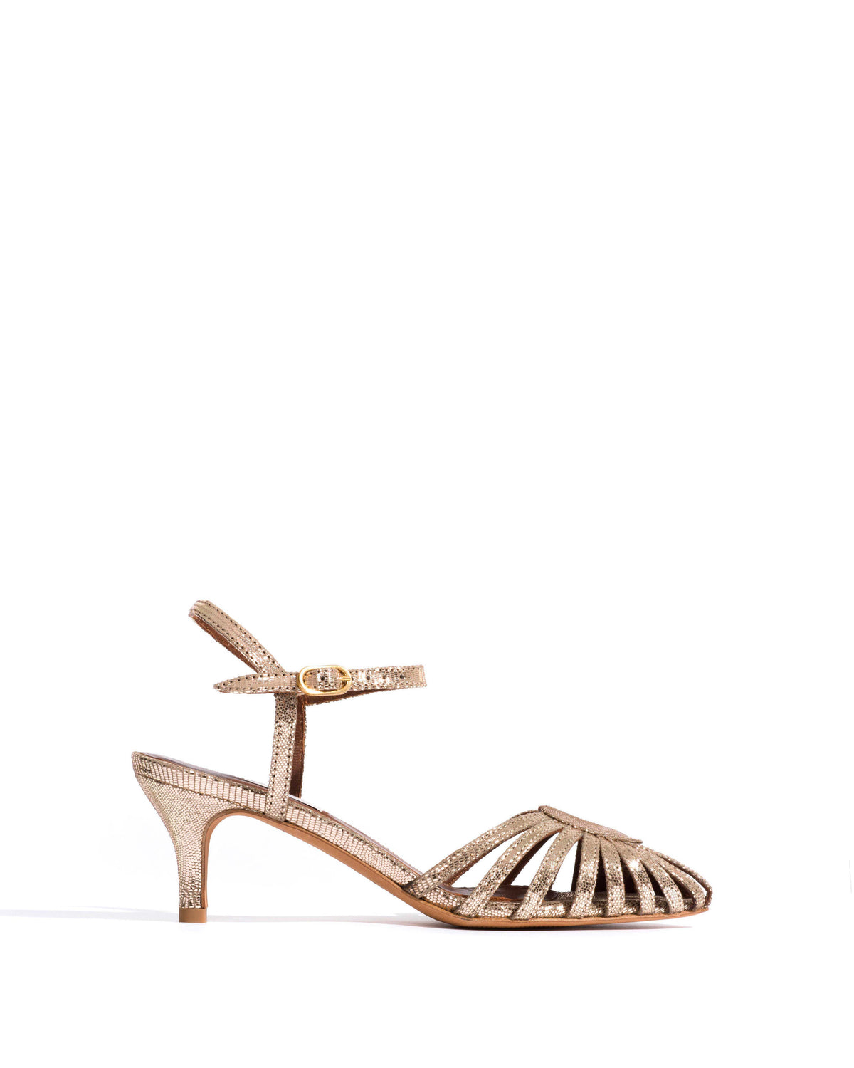 Keesha 55 Lizard metallic goat Vintage champagne