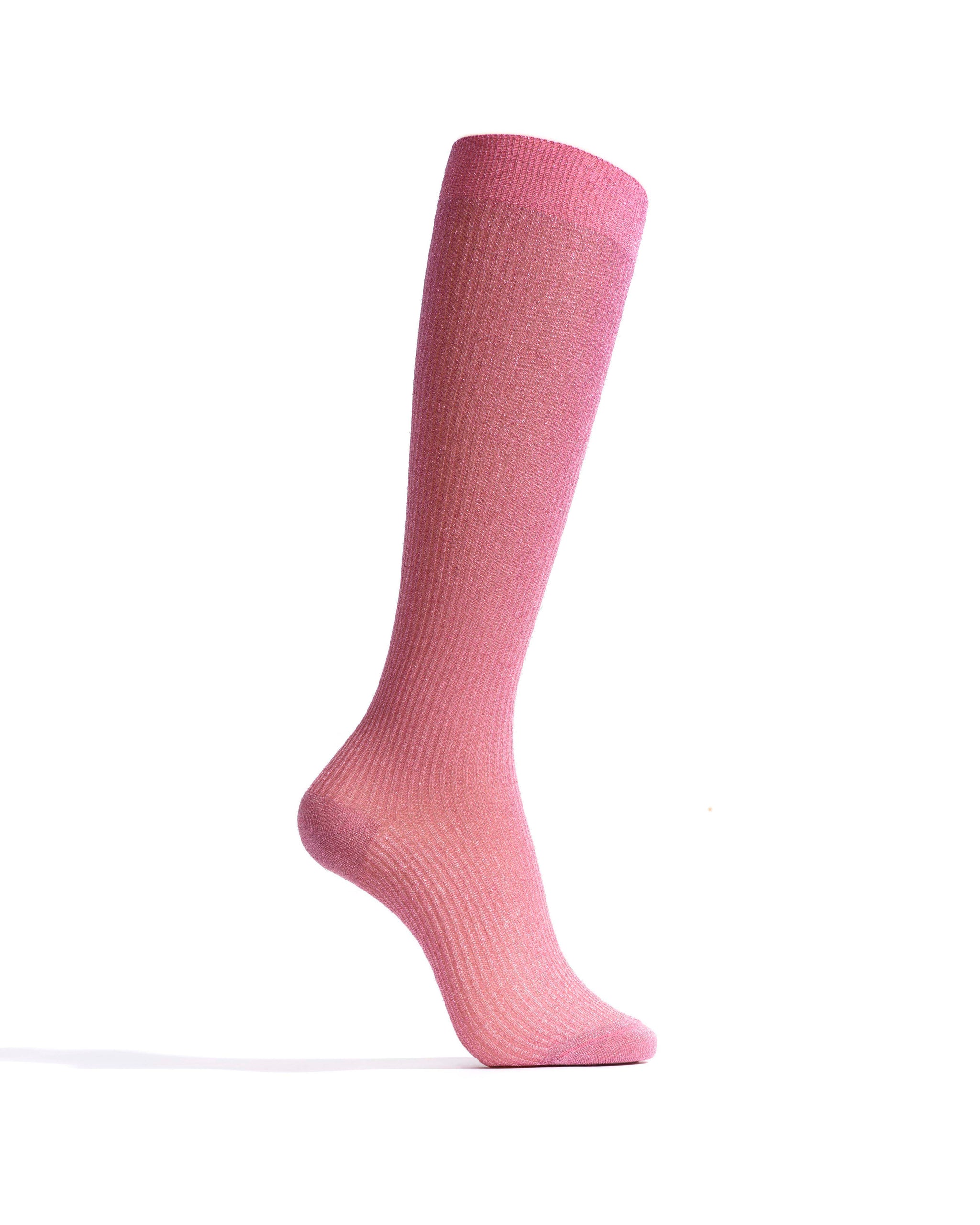 Noa mid calf glitter socks 52% nylon 48% polyester Burned rose