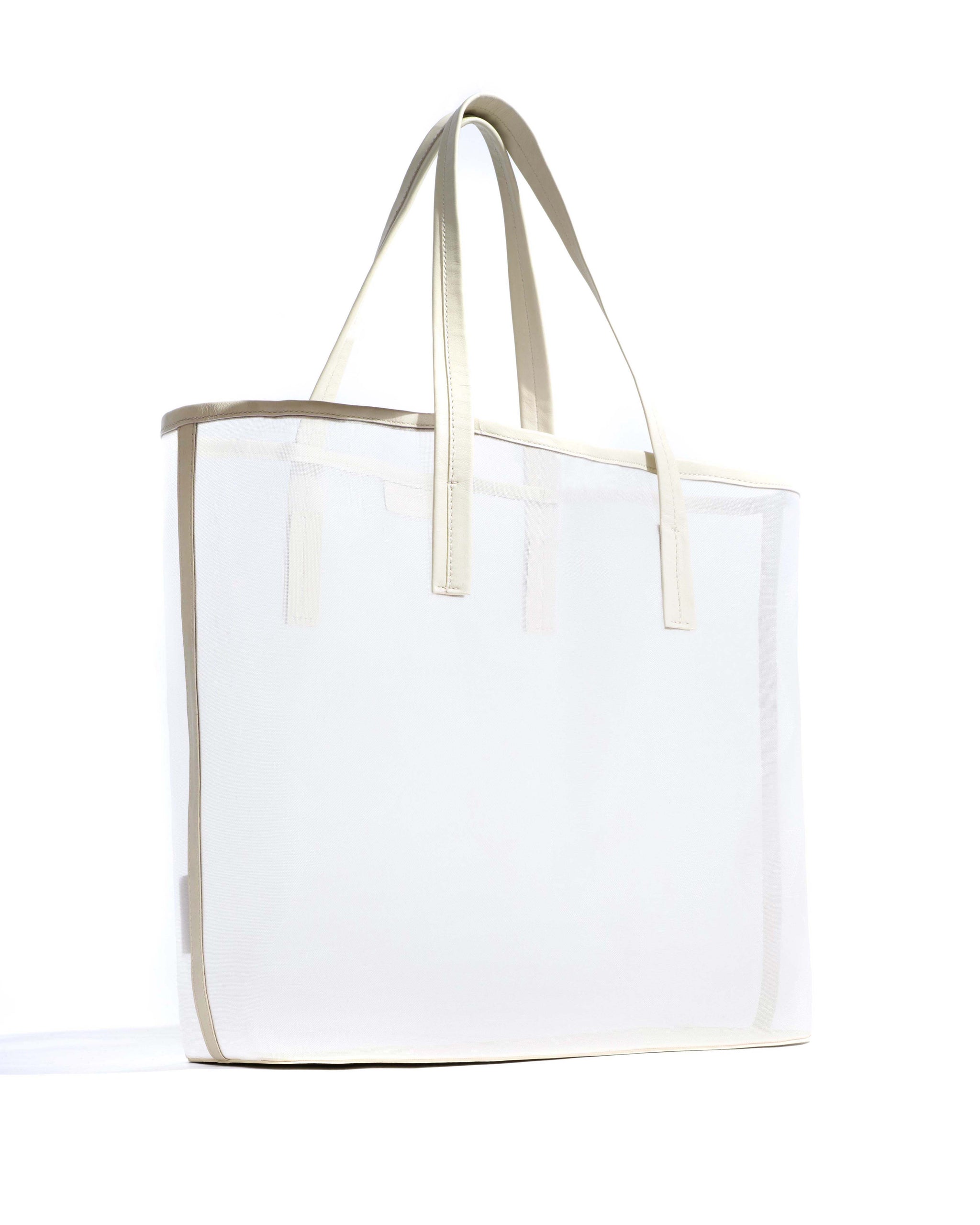 Ruba shopper mesh Shiny lamb & mesh White sand - Anonymous Copenhagen Bags
