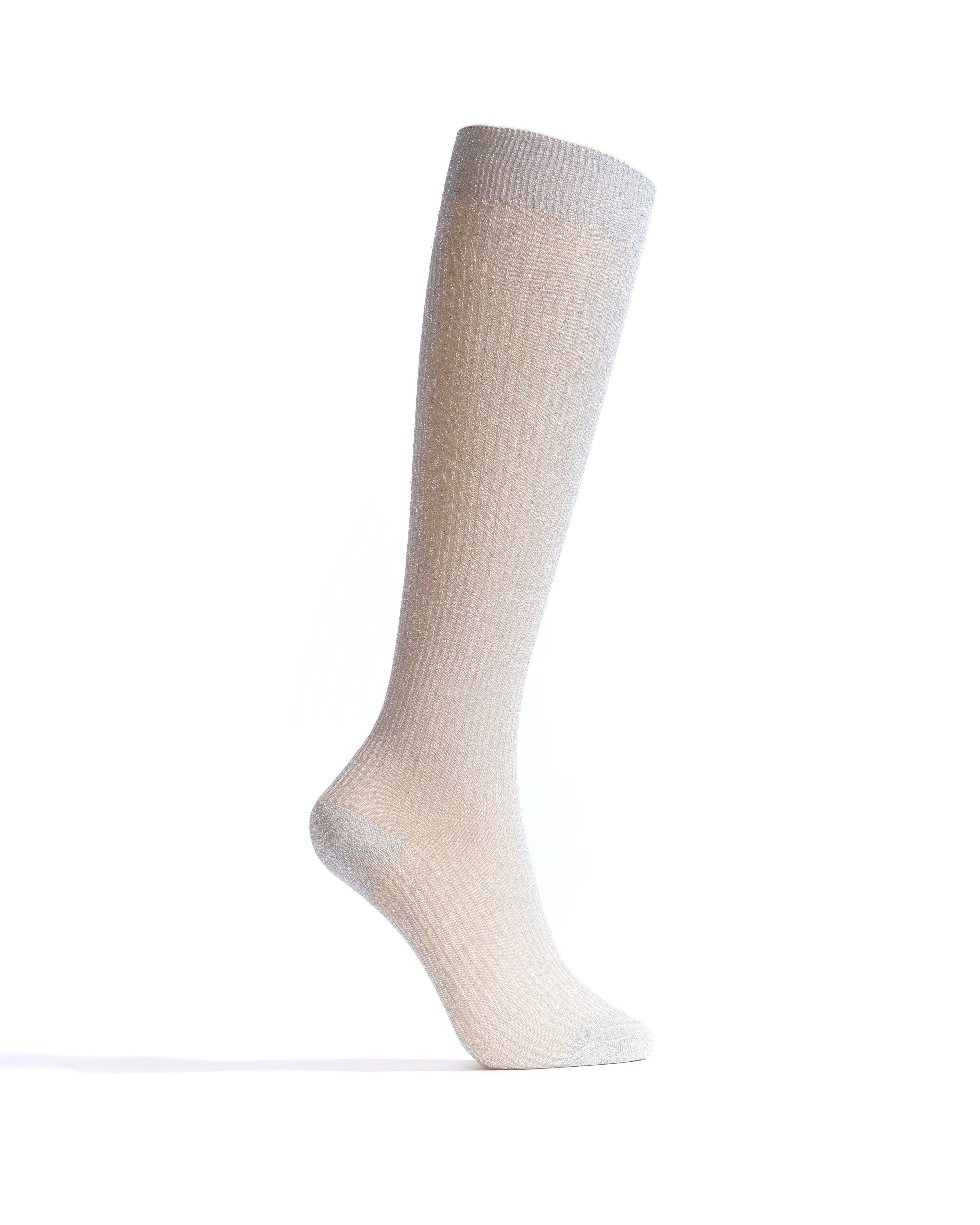 Noa mid calf glitter socks 52% nylon 48% polyester Silver