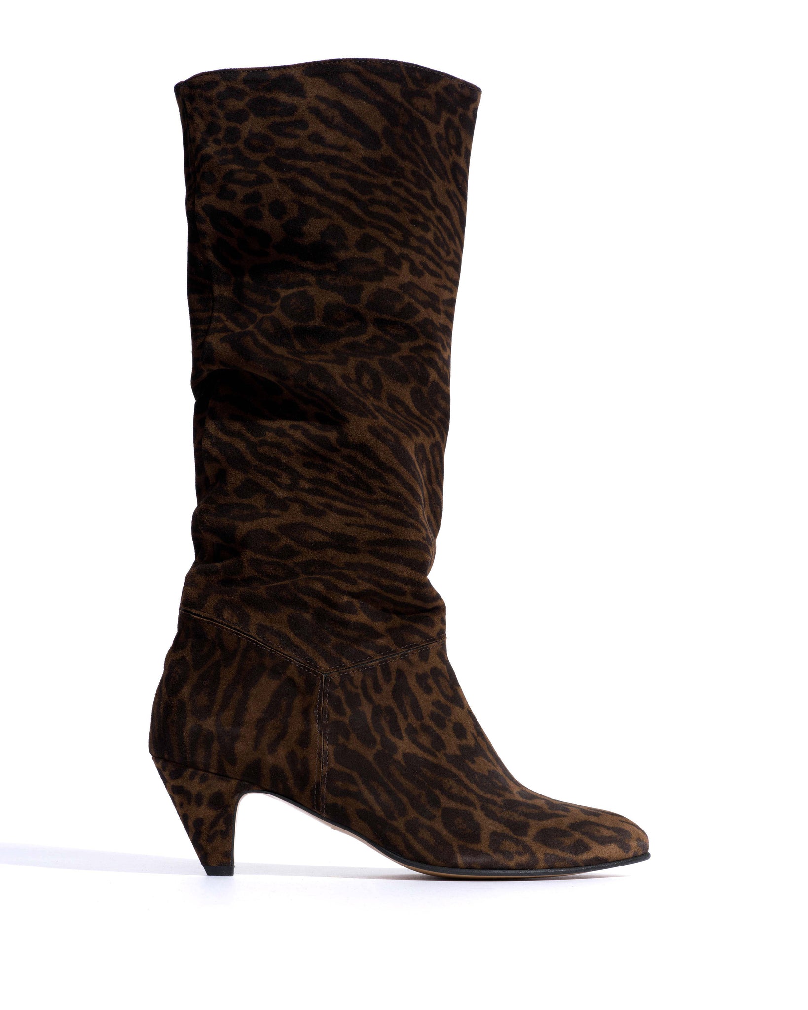 Jasmina 50 stiletto Calf suede print & sleek leather Jaguar & black - Anonymous Copenhagen High shaft boots