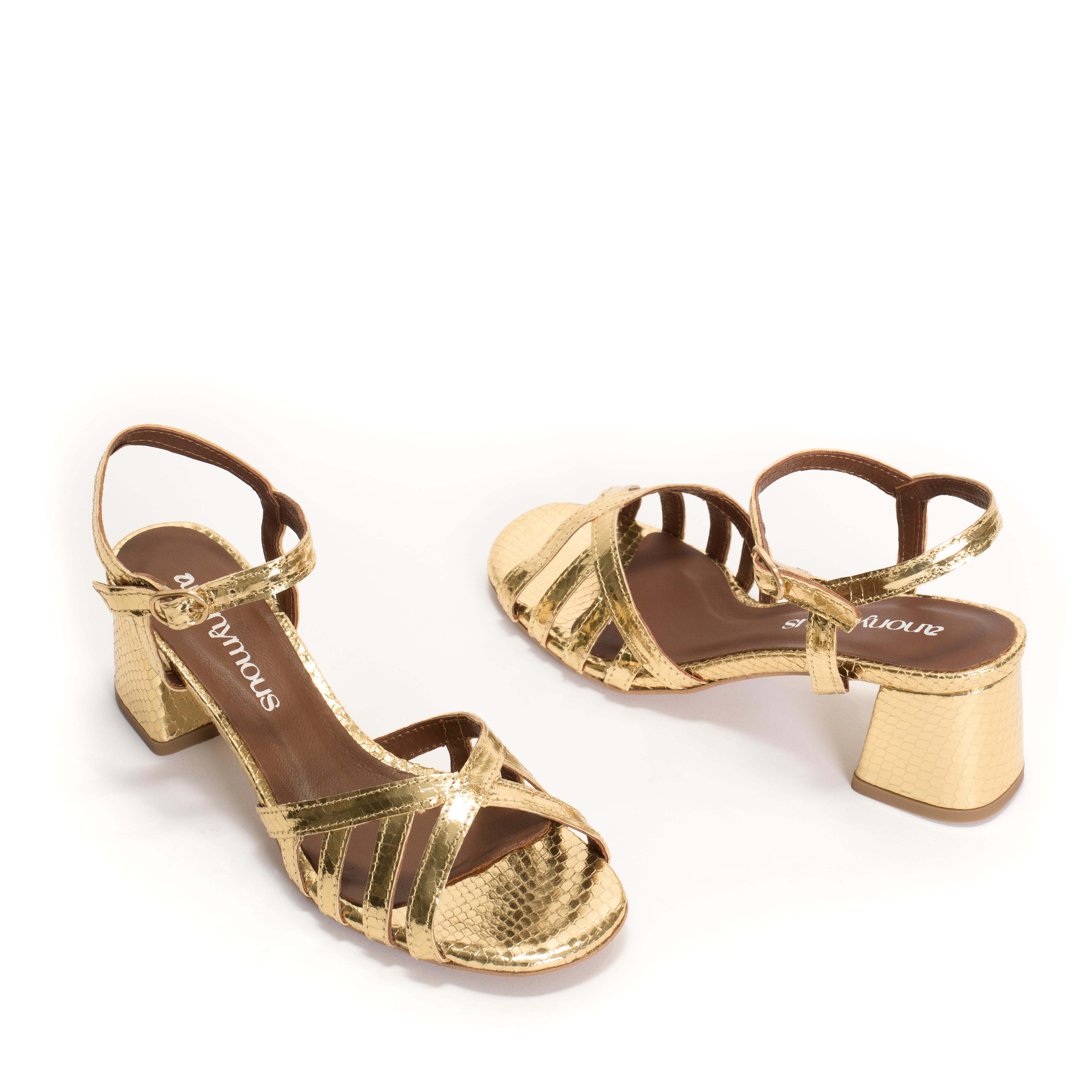 Issi 55 Metallic snake calf Gold